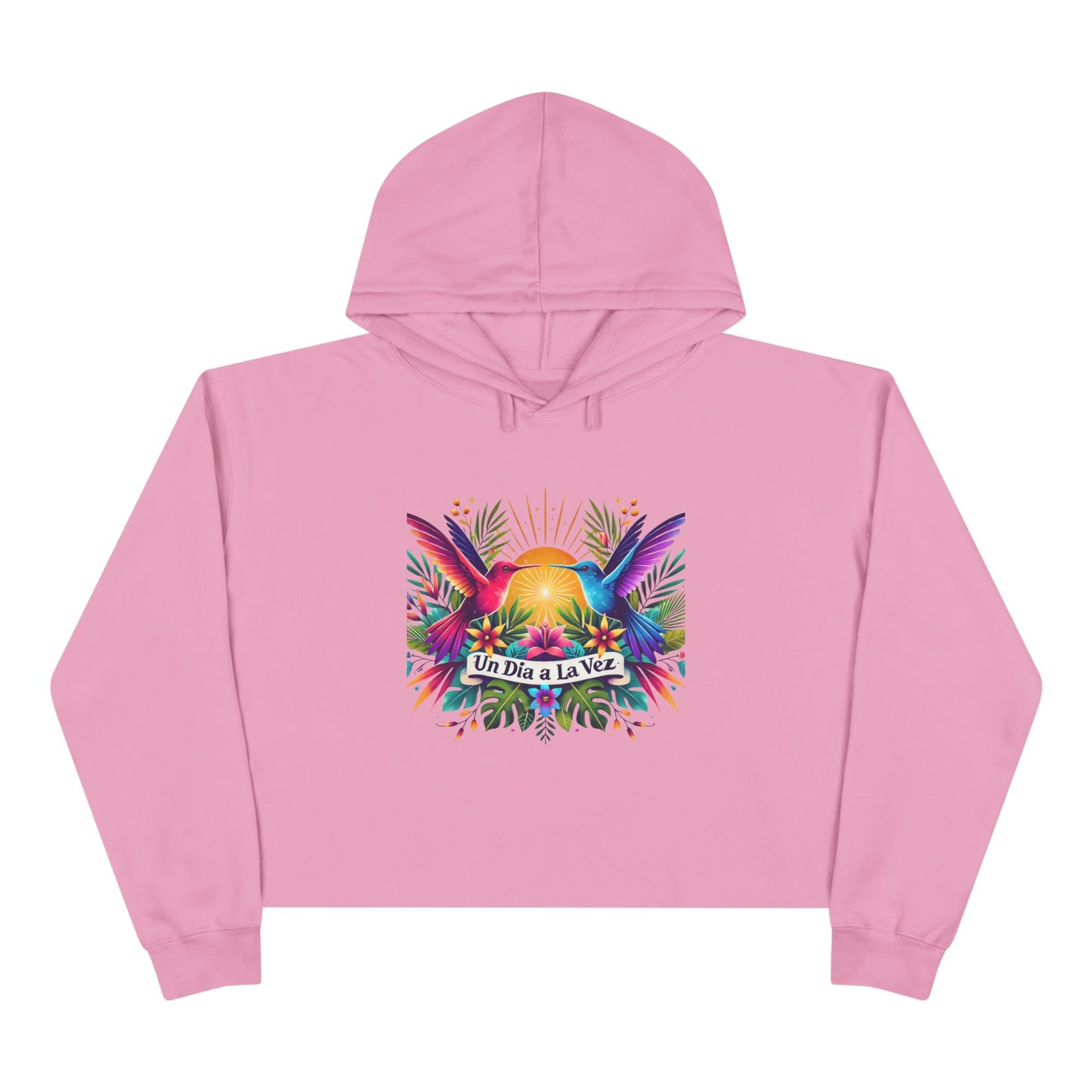 "Un Día a La Vez" Tropical Sunrise Cropped Hoodie
