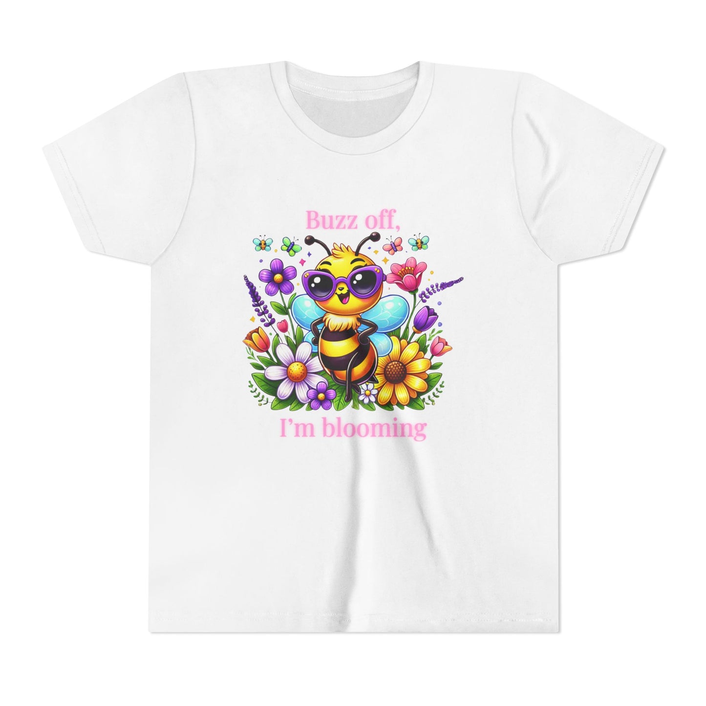 Buzz Off, I’m Blooming–Youth Short Sleeve Tee