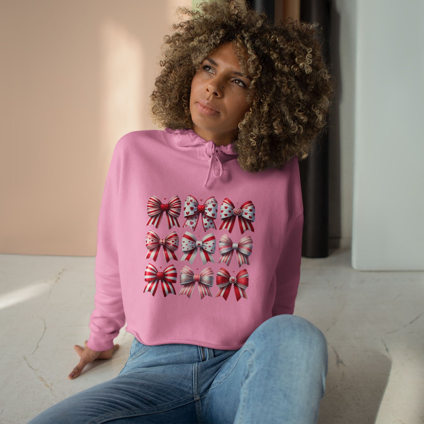 "Bowtifully Festive" Cropped Hoodie