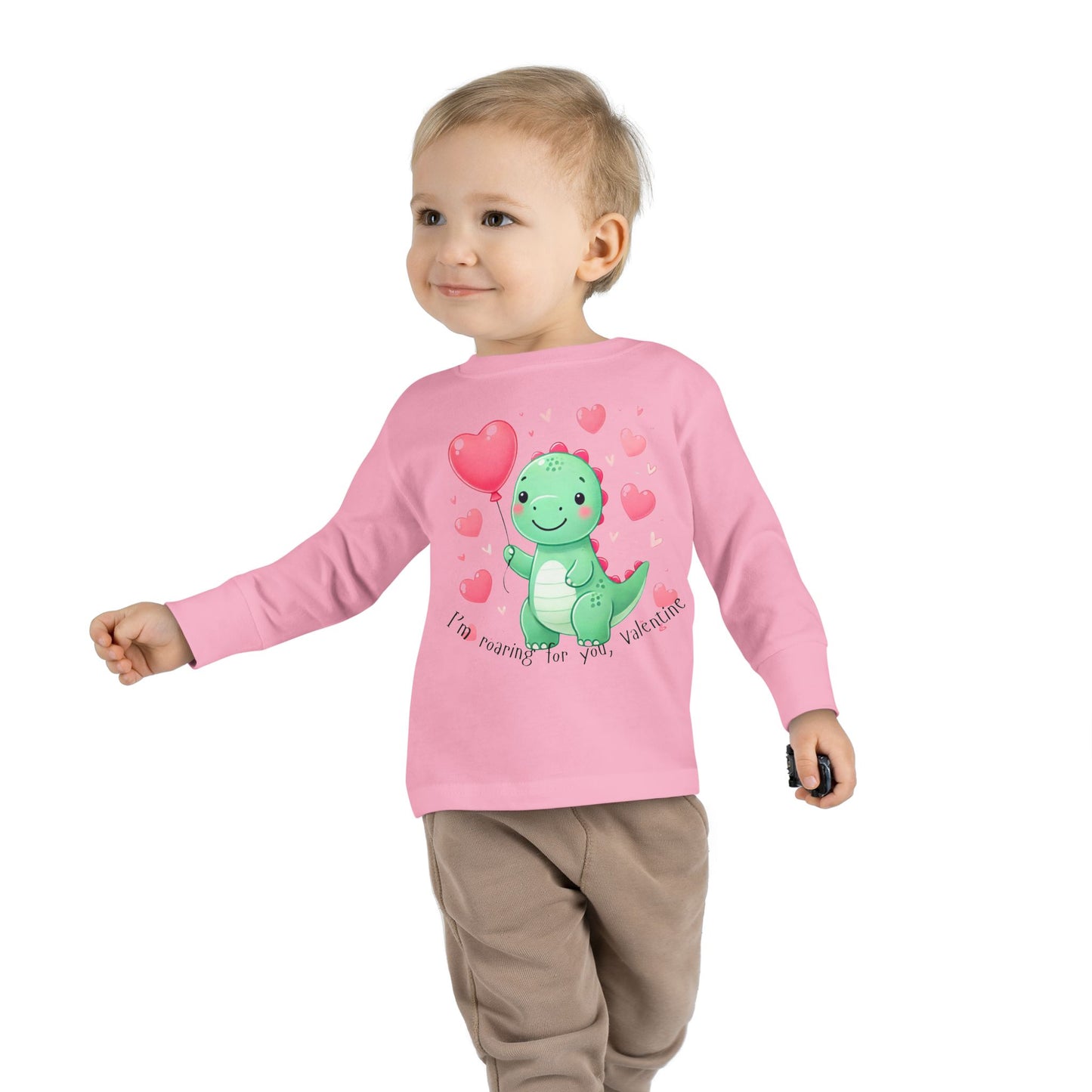 "I'm Roaring for You, Valentine" Toddler Long Sleeve Tee