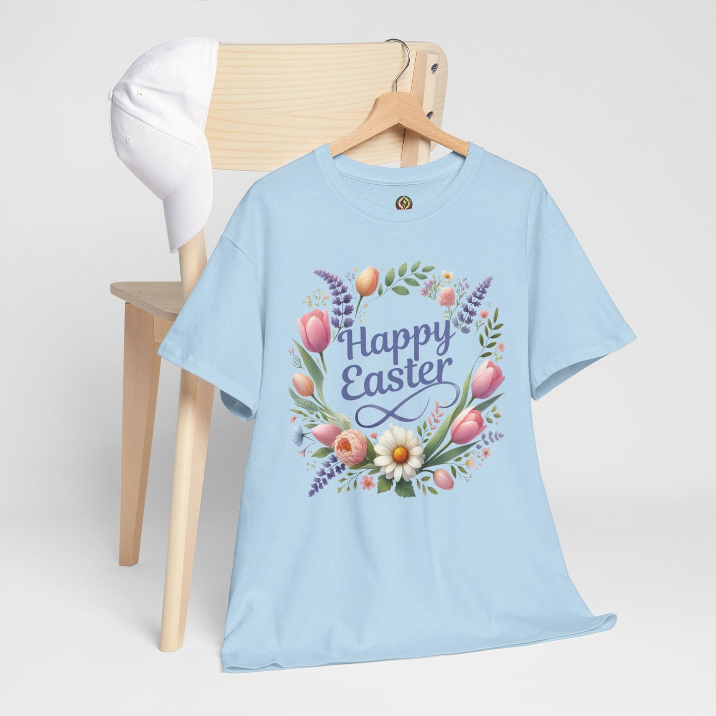 “Happy Easter” – Floral Wreath Unisex Tee 🌸🌿