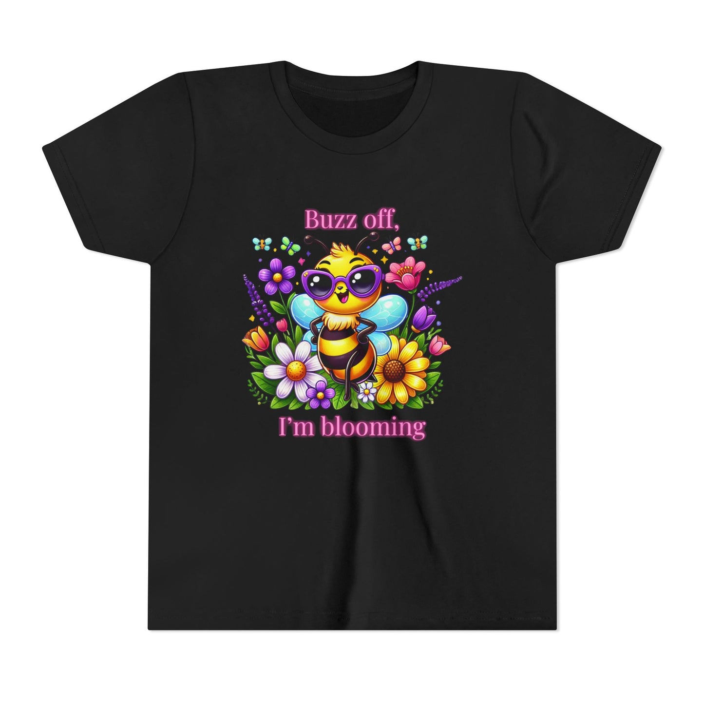 Buzz Off, I’m Blooming–Youth Short Sleeve Tee