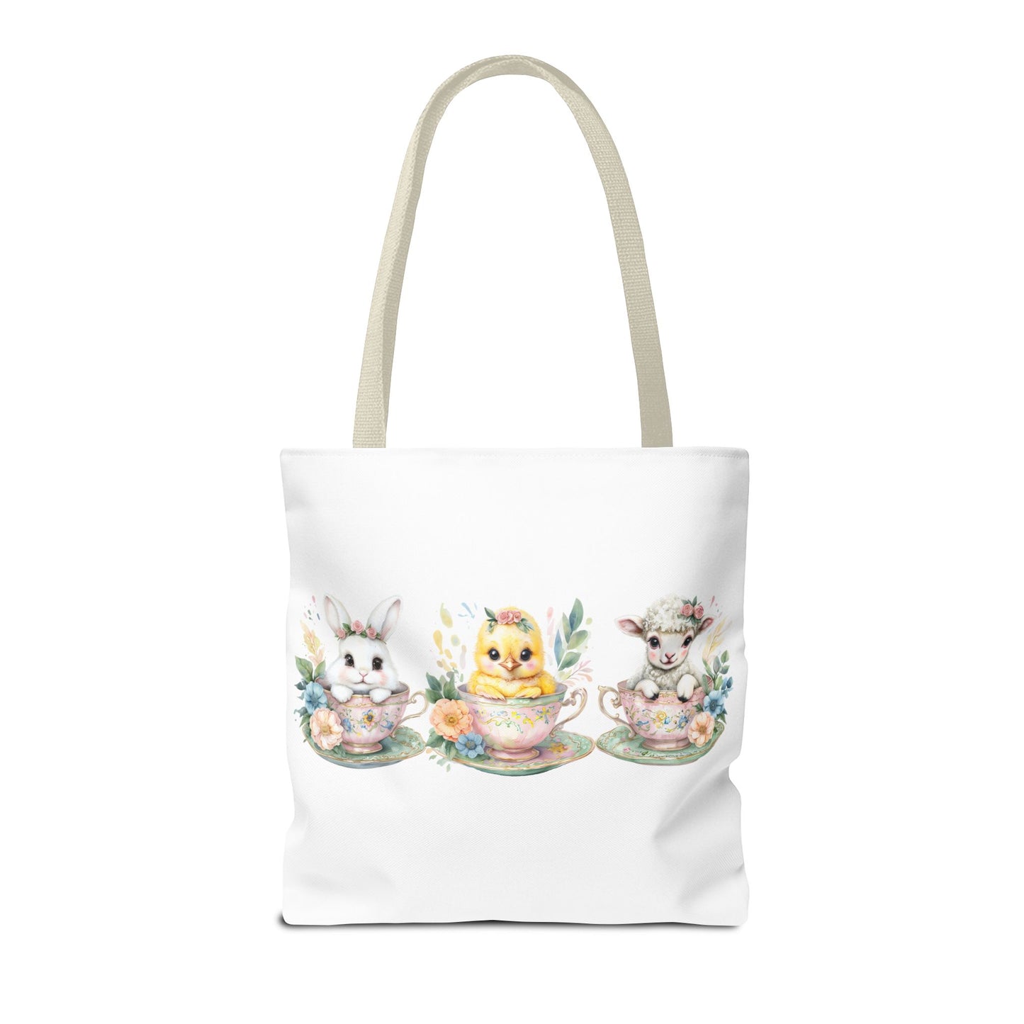 “Springtime Sippers” – Easter Teacup Cuties Tote Bag 🐰🐣🐑