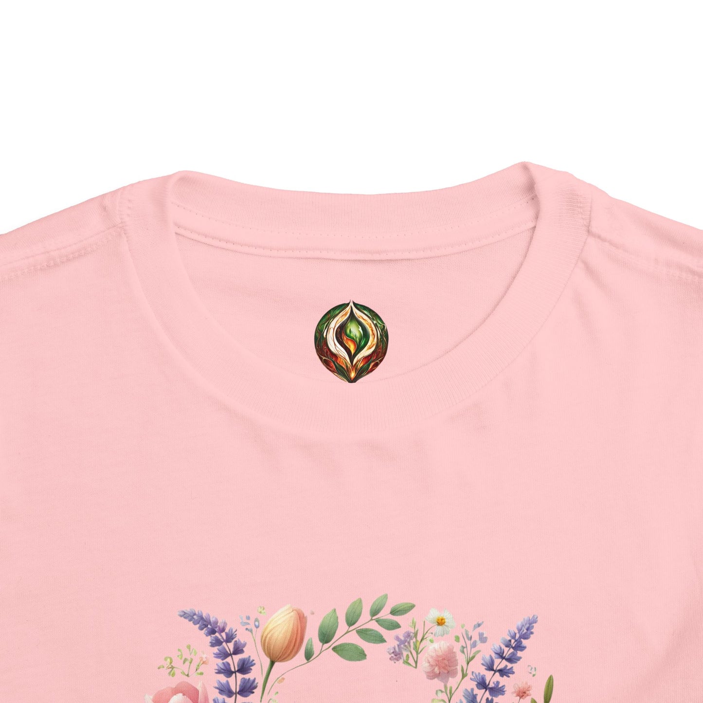 “Happy Easter” – Toddler Floral Wreath Tee 🌸🐣