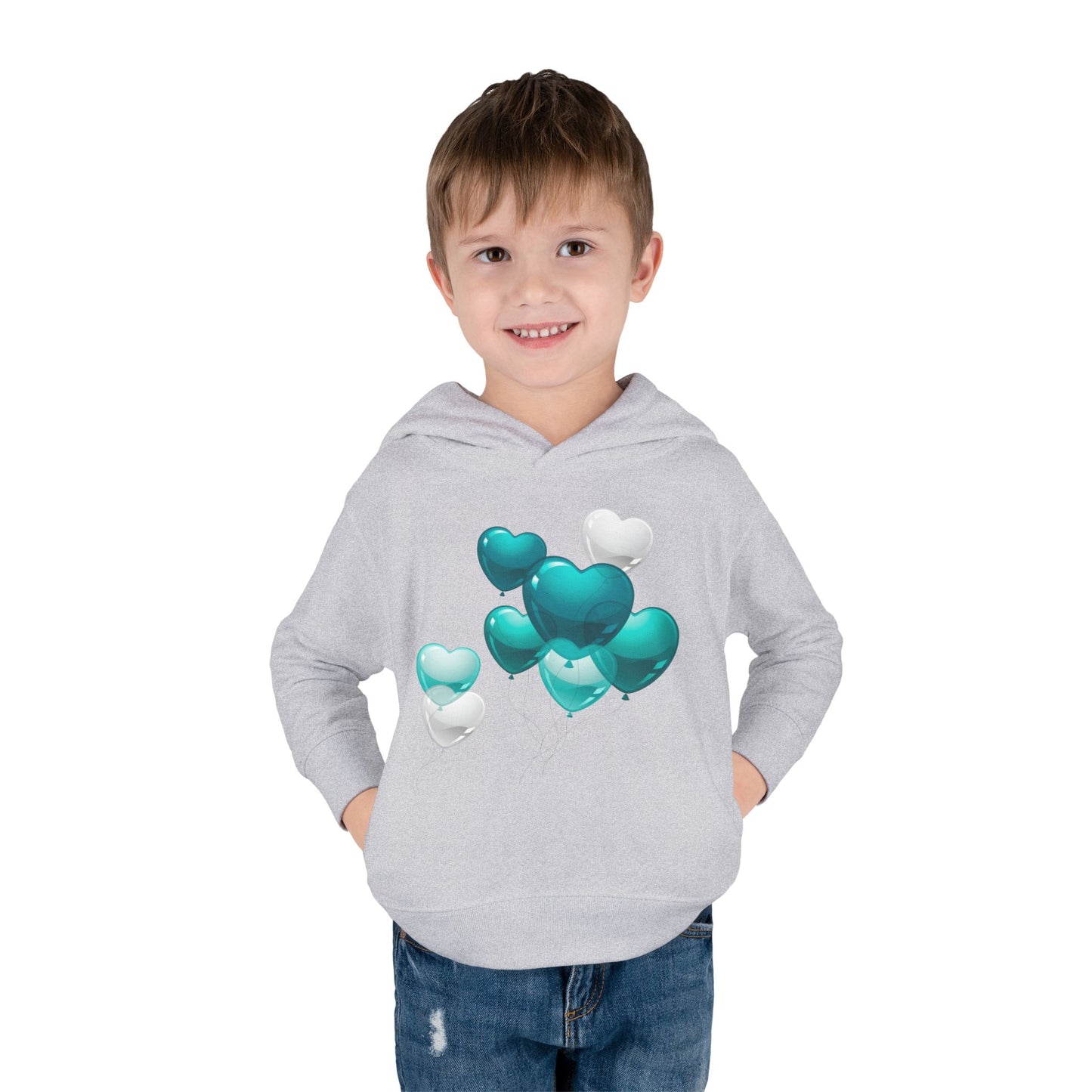 "Heartful Teal Balloons" Toddler Hoodie