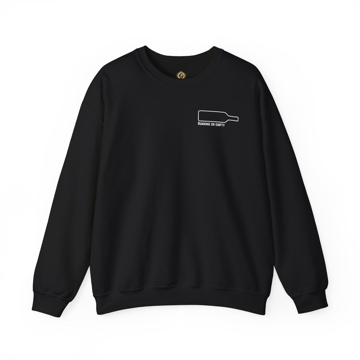 "Running on Empty" Unisex Crewneck Sweatshirt (Dark Humor Edition)