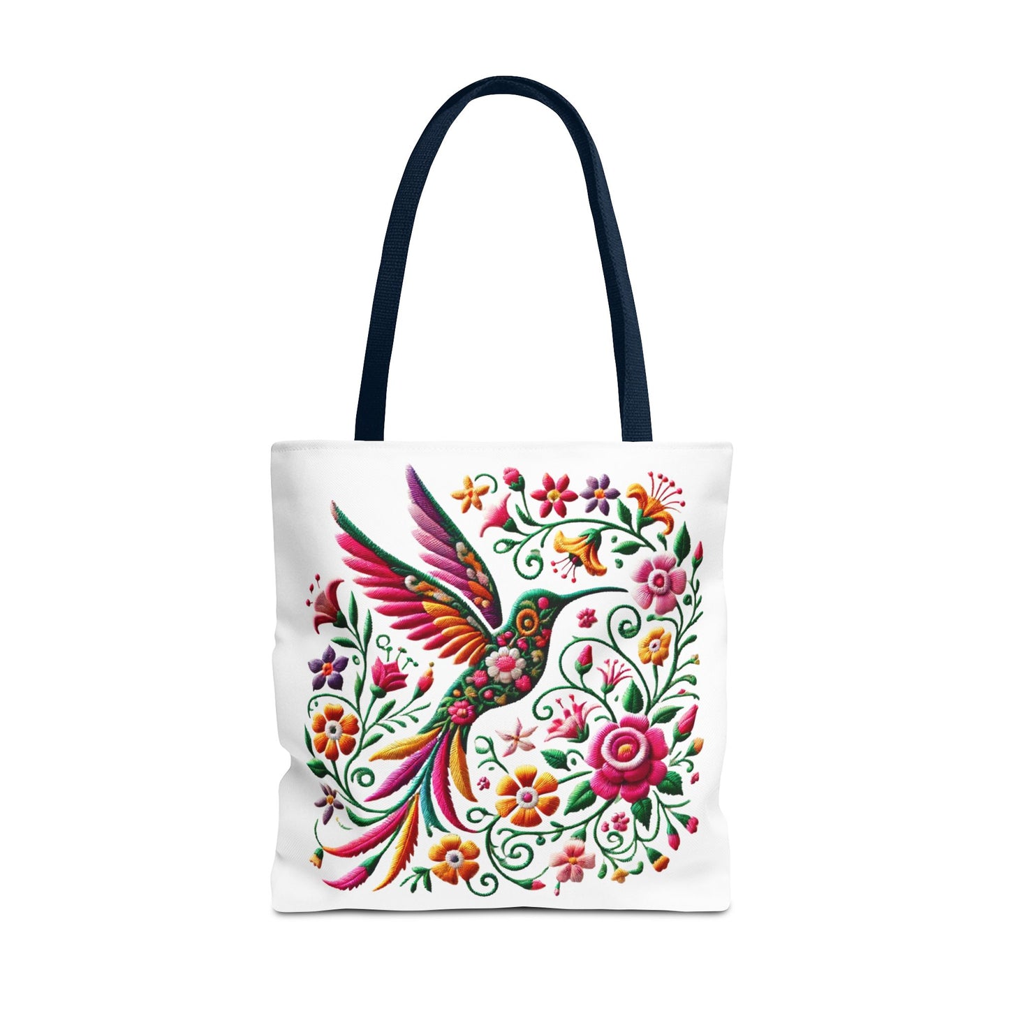 Hummingbird & Floral Embroidered-Style Tote Bag 🌸✨