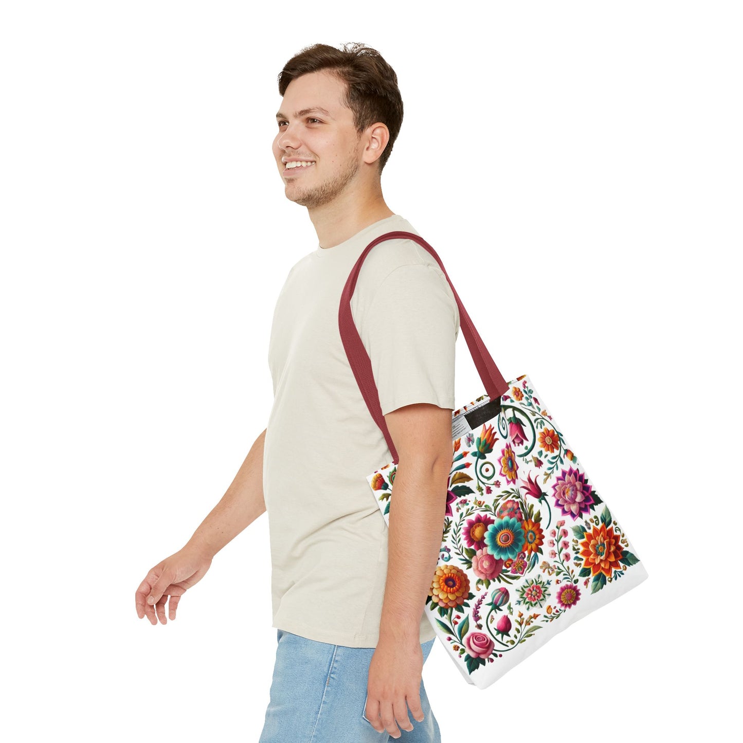 Vibrant Blooms Floral Embroidered-Style Tote Bag ๐ธ ๐ฟ