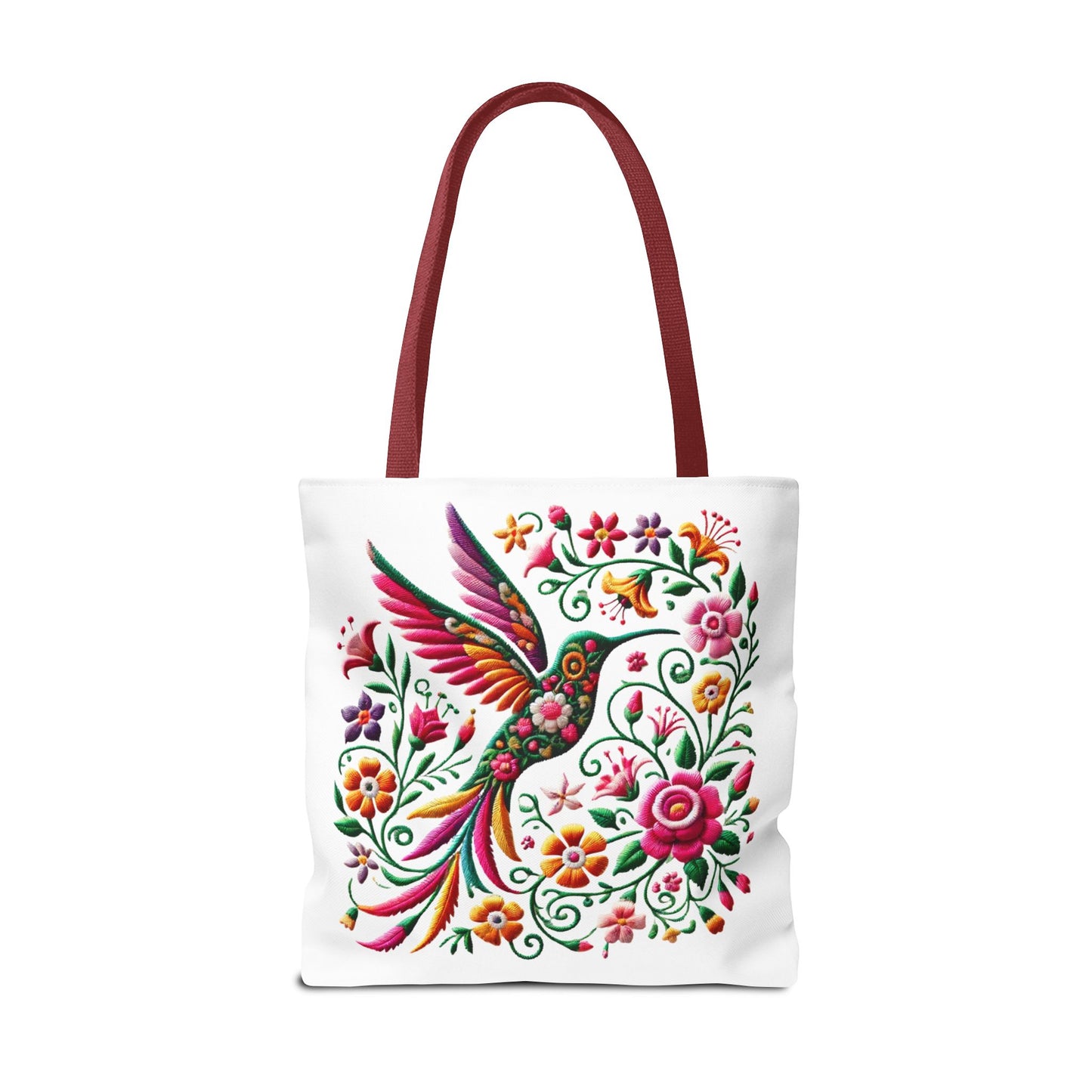 Hummingbird & Floral Embroidered-Style Tote Bag 🌸✨