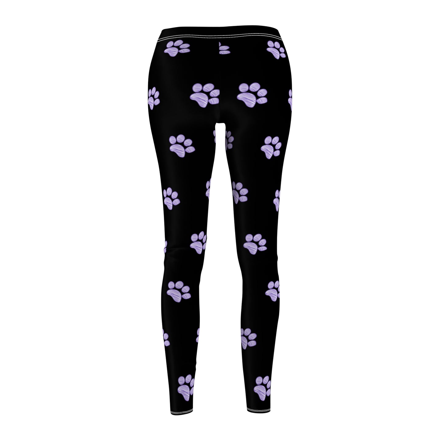 Paw-sitively Perfect Leggings – Black & Lavender Paw Print