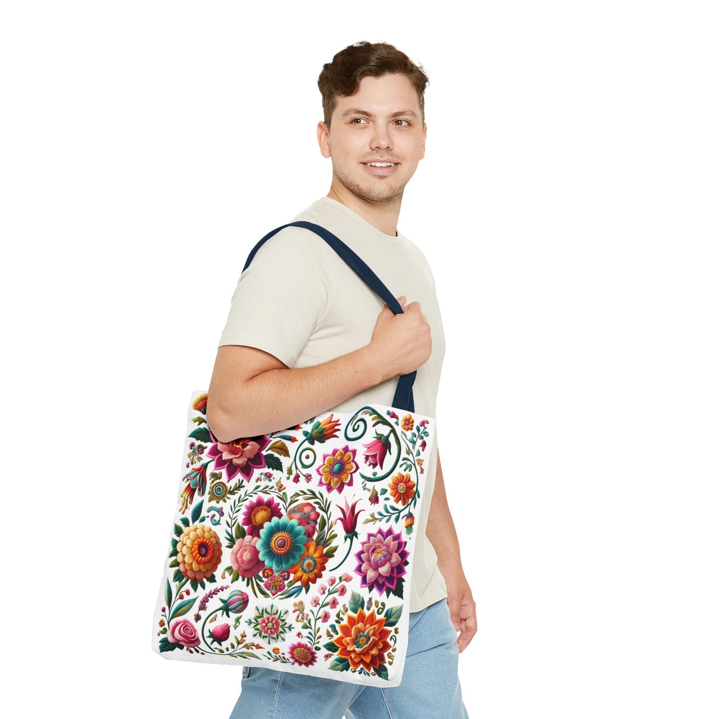 Vibrant Blooms Floral Embroidered-Style Tote Bag ๐ธ ๐ฟ