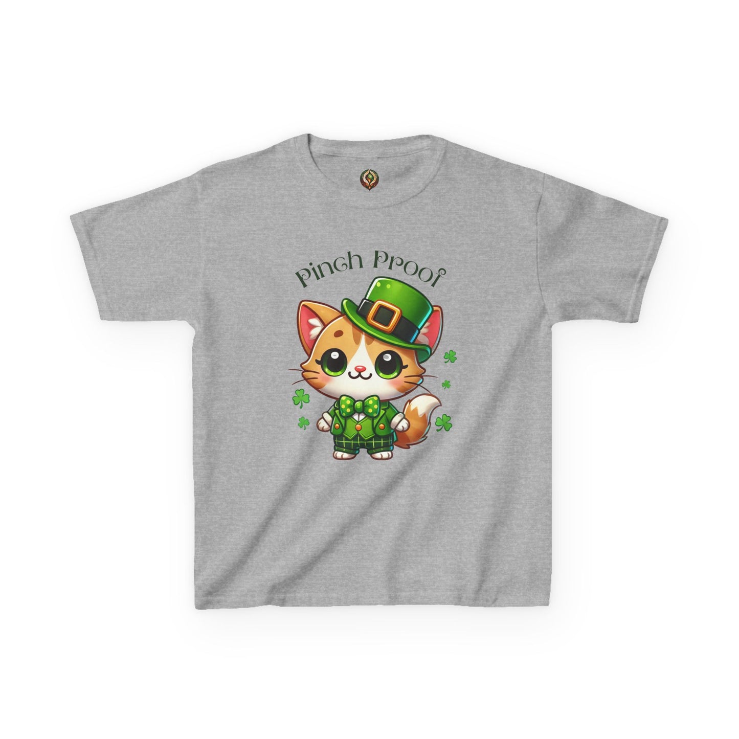 Pinch Proof Youth Heavy Cotton Tee – St. Patrick’s Day Lucky Cat 🍀😺