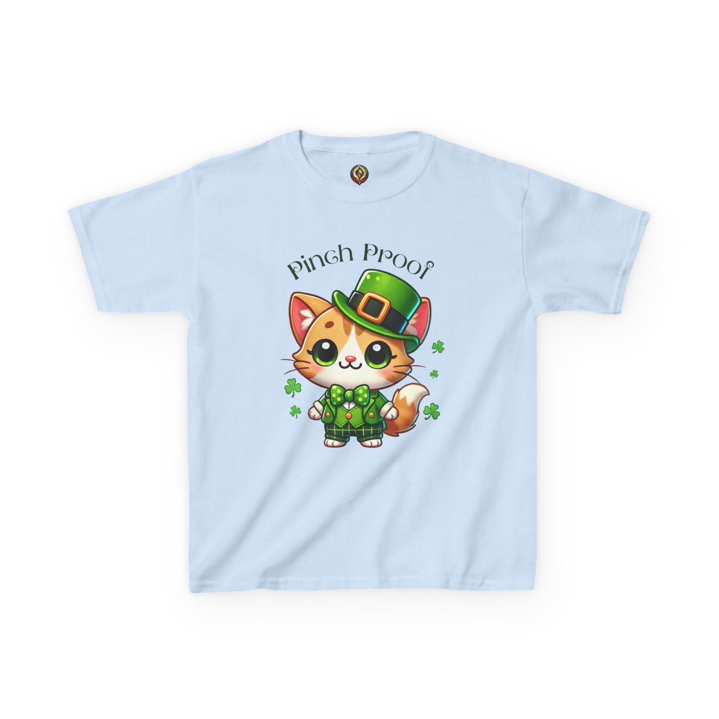 Pinch Proof Youth Heavy Cotton Tee – St. Patrick’s Day Lucky Cat 🍀😺