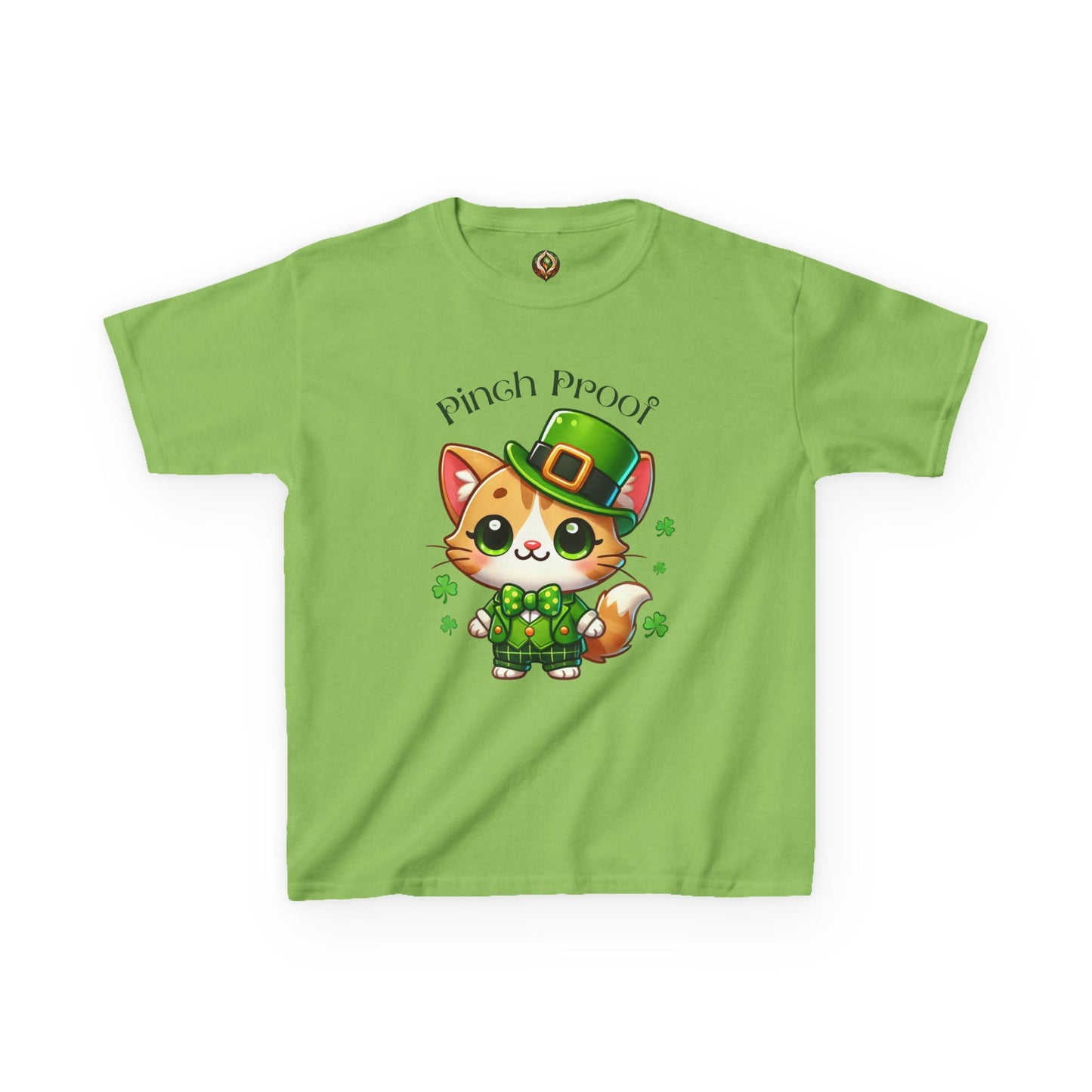 Pinch Proof Youth Heavy Cotton Tee – St. Patrick’s Day Lucky Cat 🍀😺