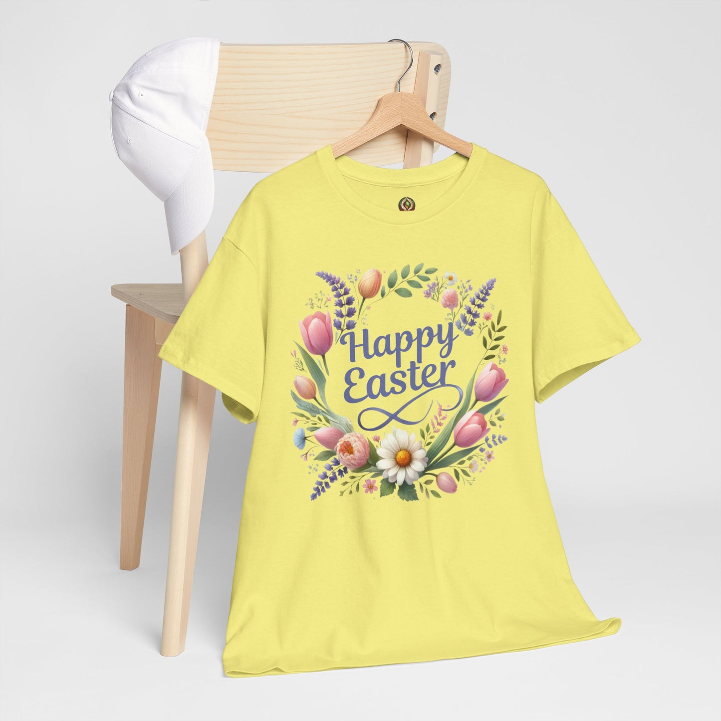 “Happy Easter” – Floral Wreath Unisex Tee 🌸🌿