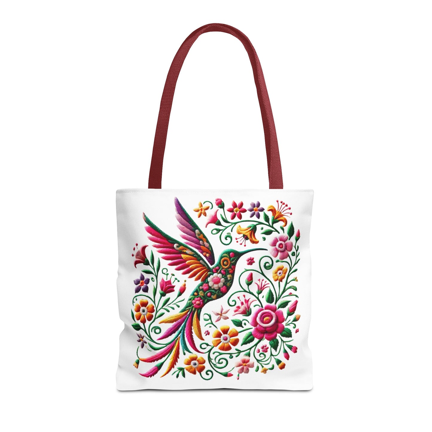 Hummingbird & Floral Embroidered-Style Tote Bag 🌸✨
