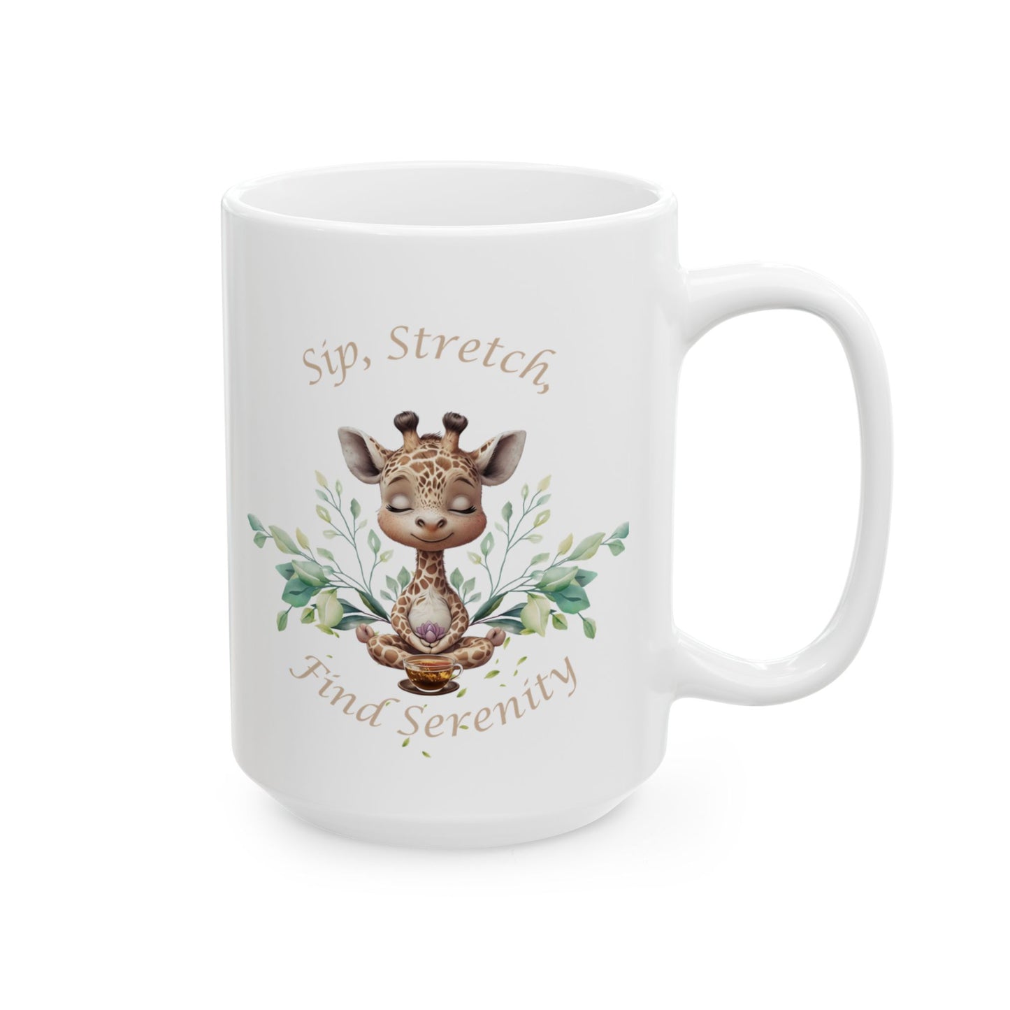 Sip, Stretch, Find Serenity Giraffe Mug, (11oz, 15oz)