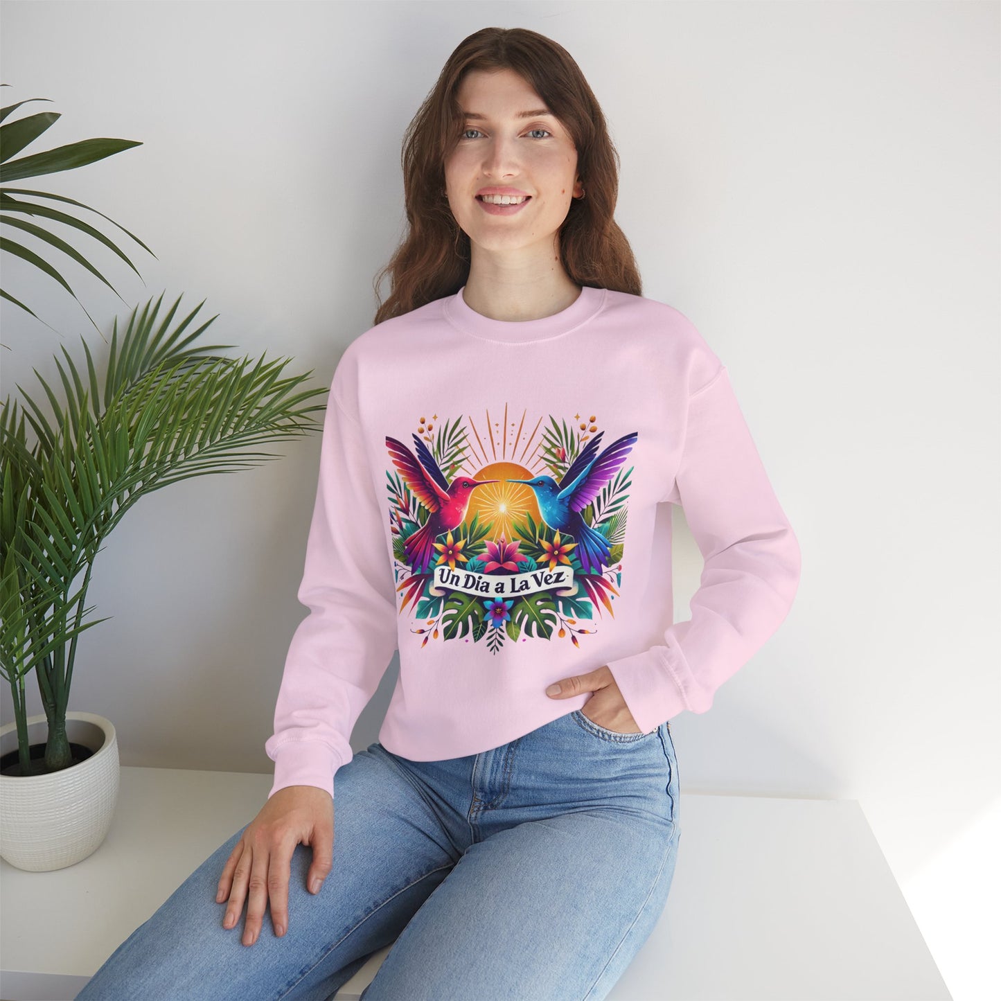 "Un Día a La Vez" Tropical Sunrise Crewneck Sweatshirt