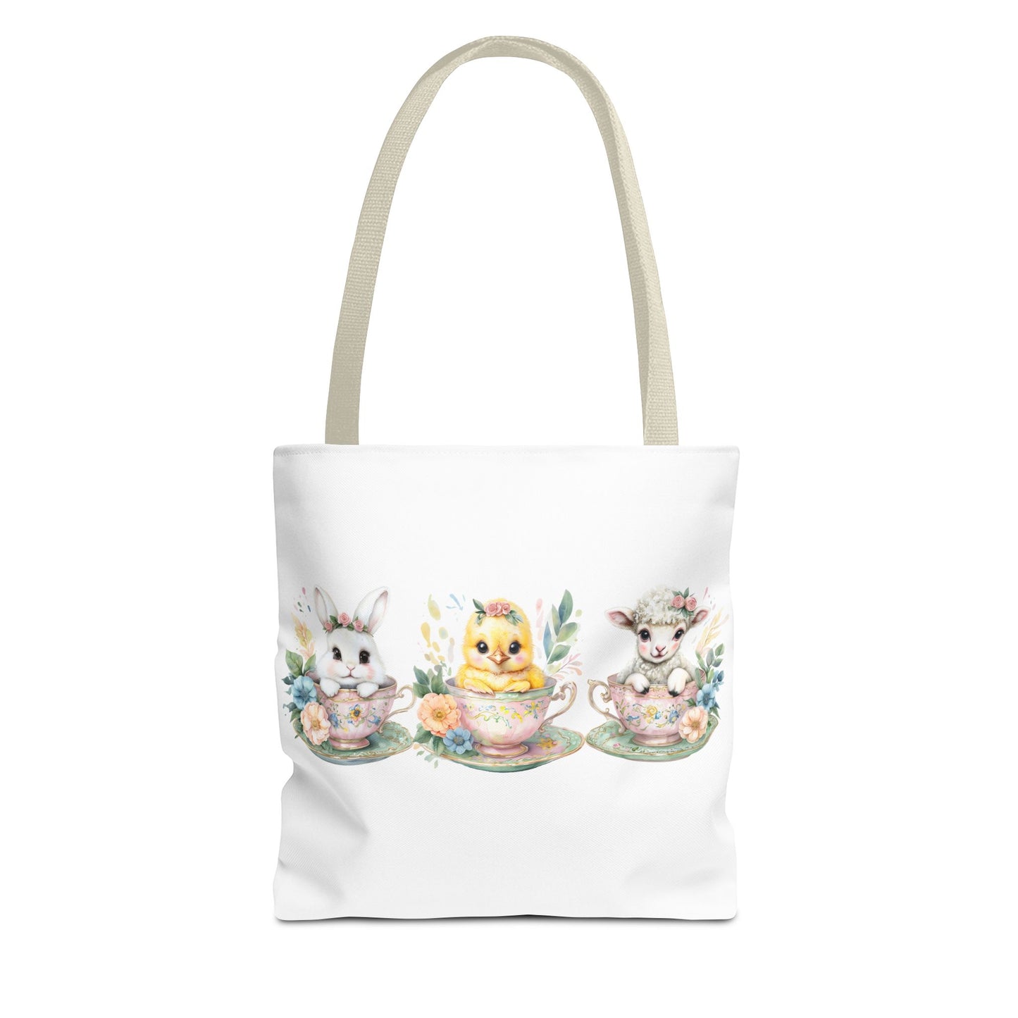 “Springtime Sippers” – Easter Teacup Cuties Tote Bag 🐰🐣🐑