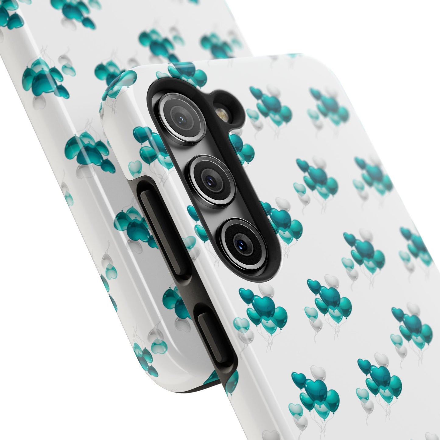"Teal Heart Balloons" Tough Phone Case
