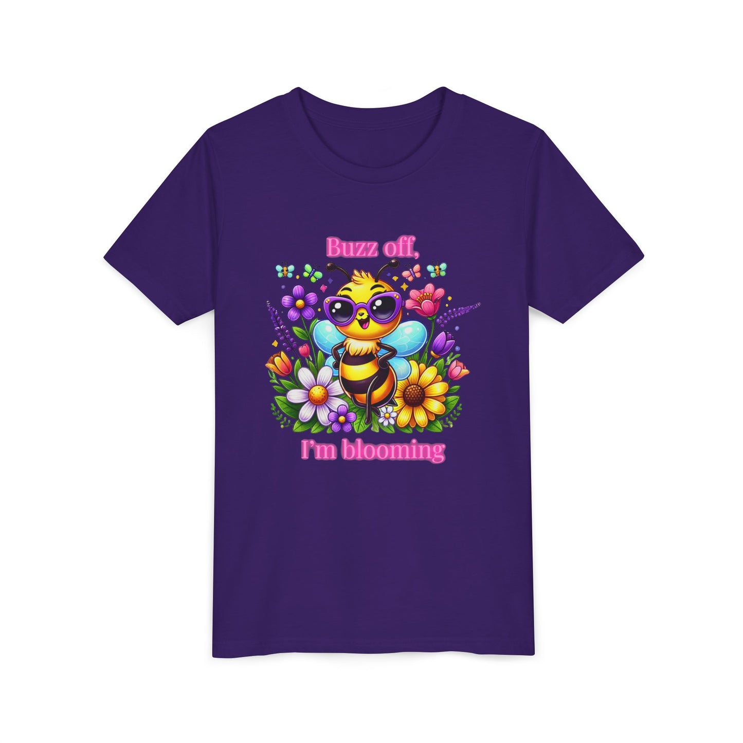 Buzz Off, I’m Blooming–Youth Short Sleeve Tee