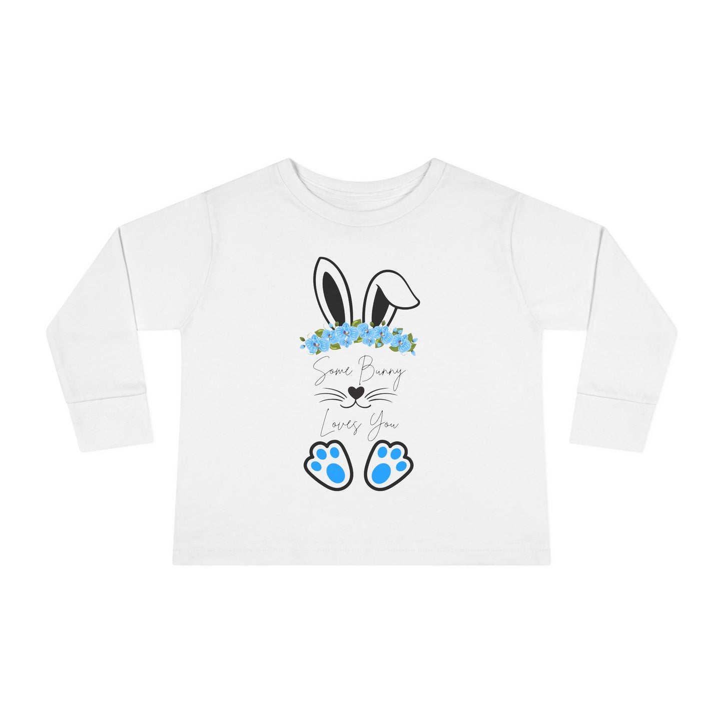 โSome Bunny Loves Youโ โ Toddler Long Sleeve Tee (Blue Floral) ๐๐