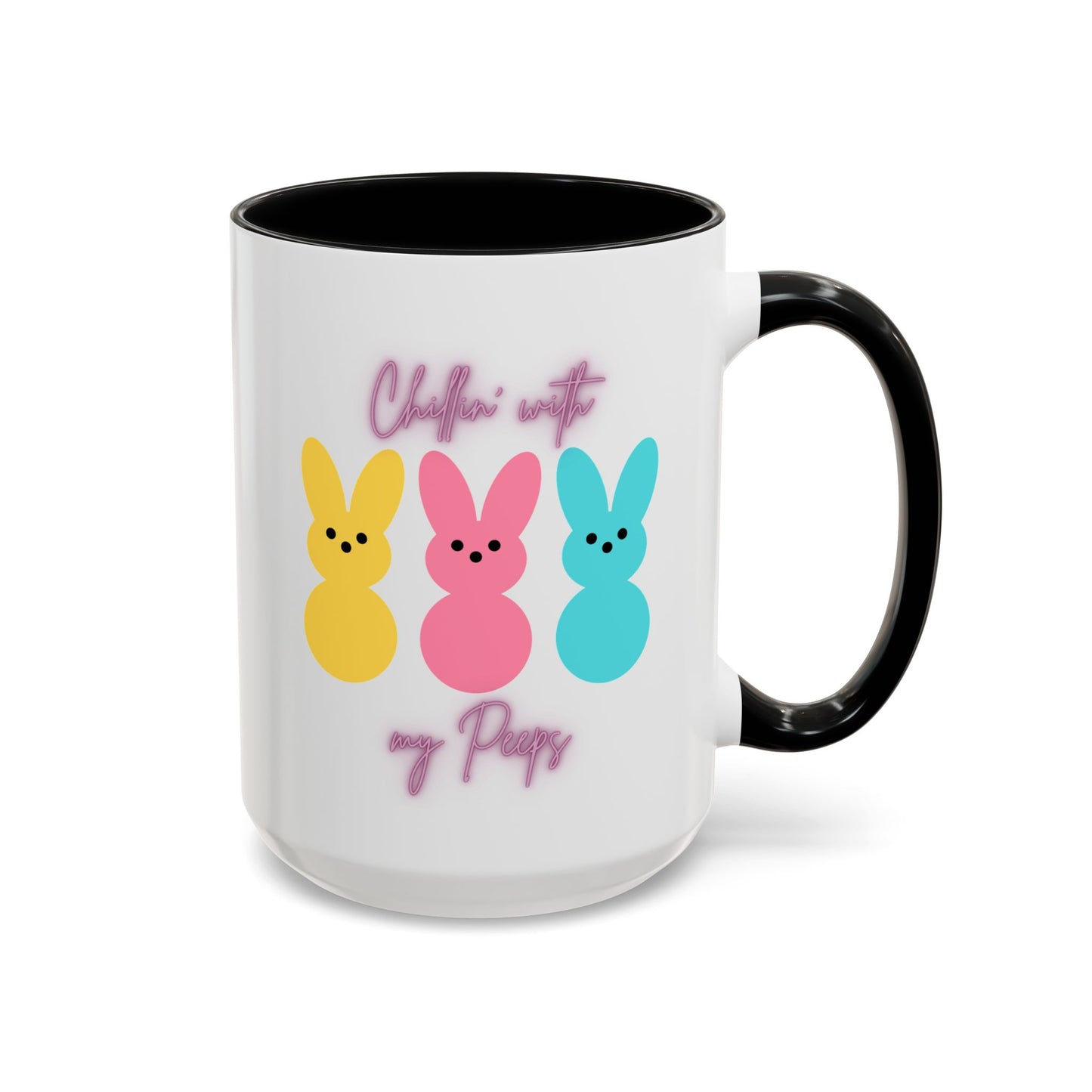 “Chillin’ with My Peeps” – Pastel Cutie Accent Mug (11oz, 15oz)