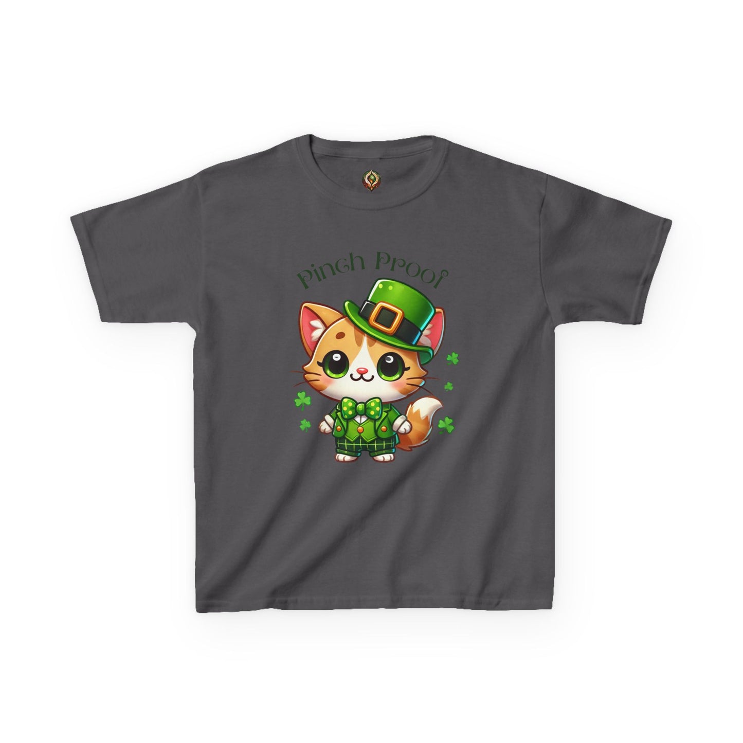 Pinch Proof Youth Heavy Cotton Tee – St. Patrick’s Day Lucky Cat 🍀😺