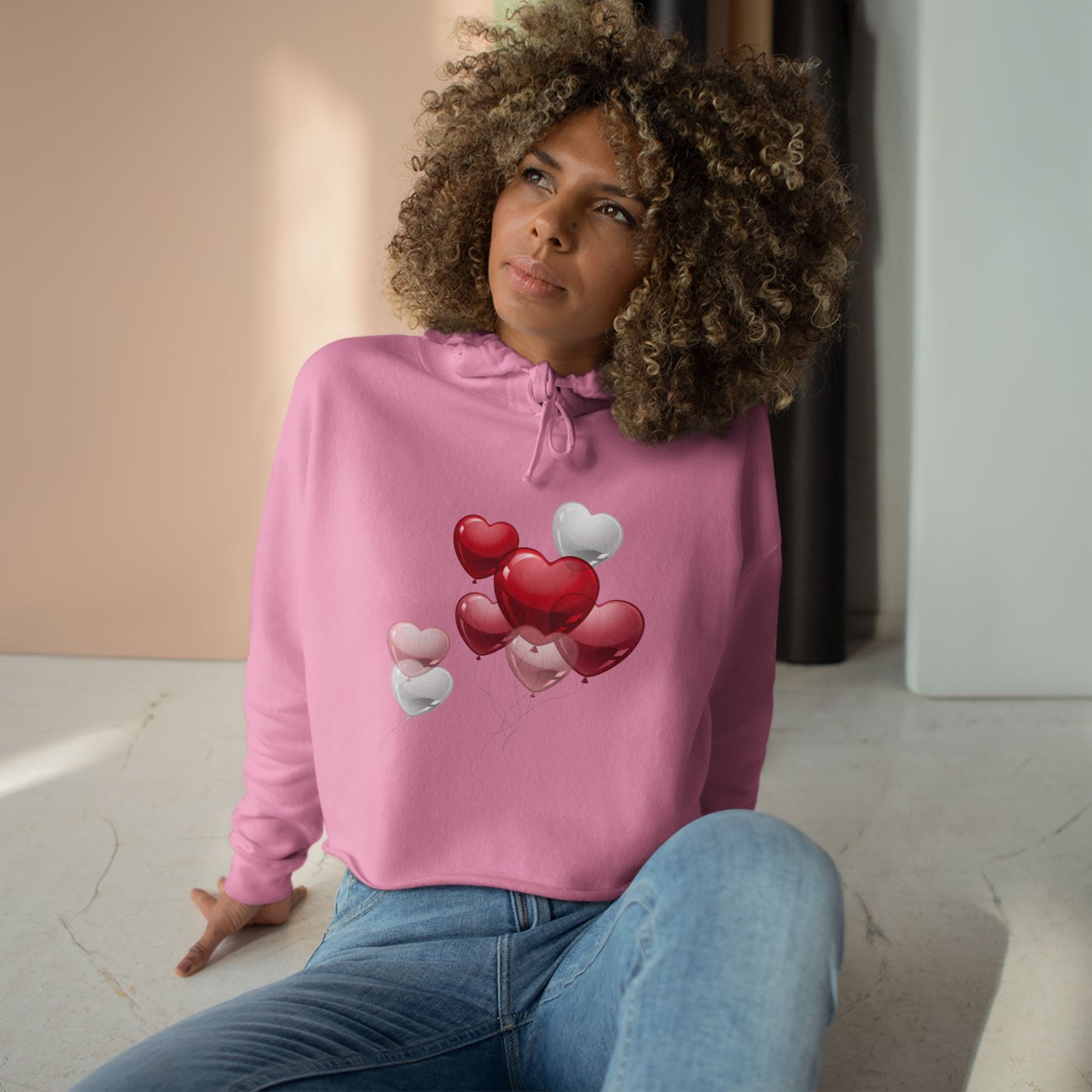 "Heart Balloons" Women’s Cropped Hoodie