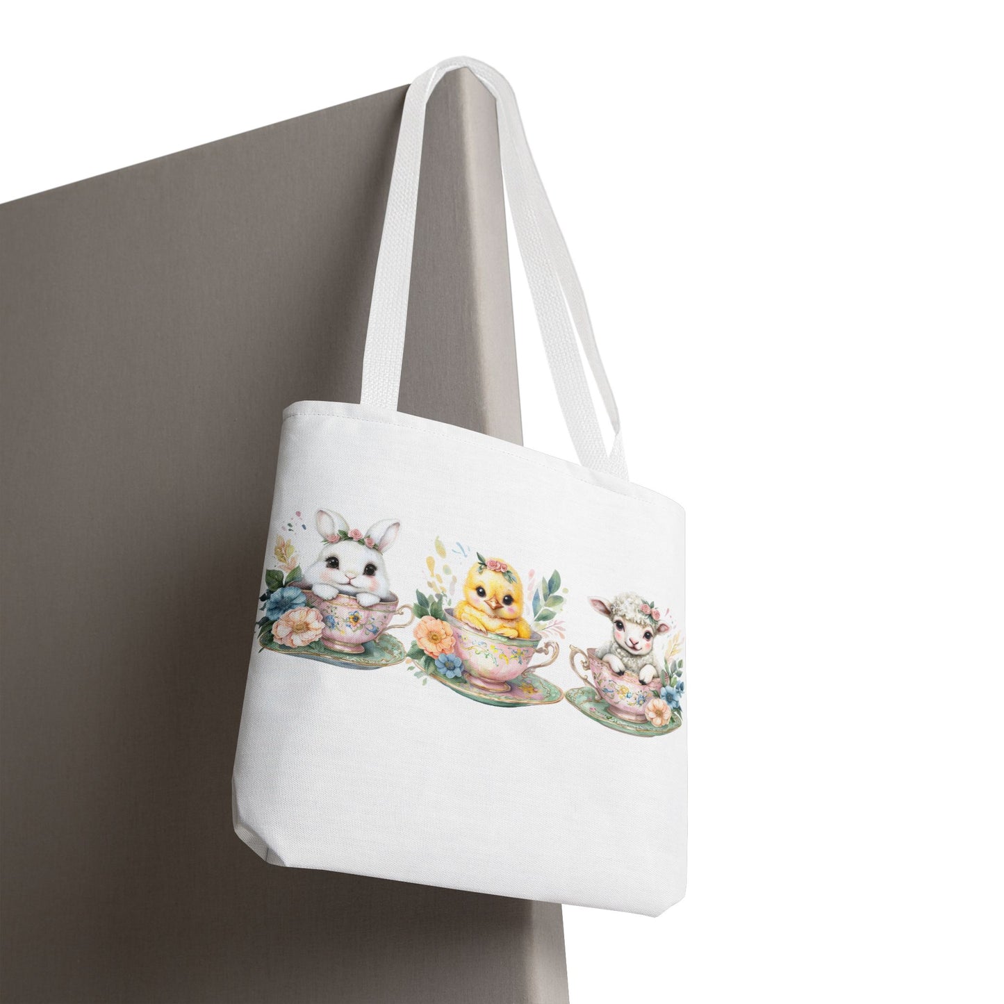 “Springtime Sippers” – Easter Teacup Cuties Tote Bag 🐰🐣🐑