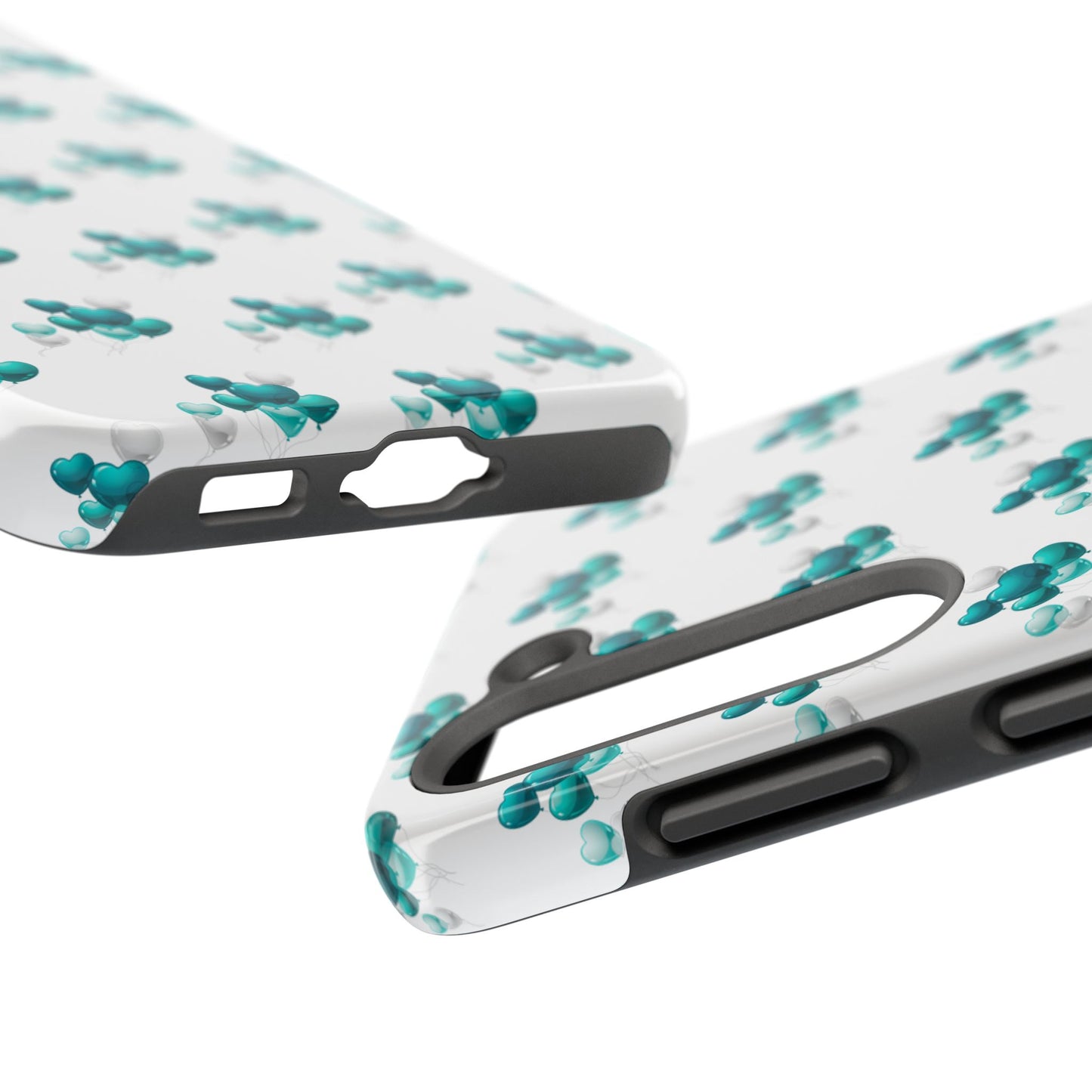 "Teal Heart Balloons" Tough Phone Case