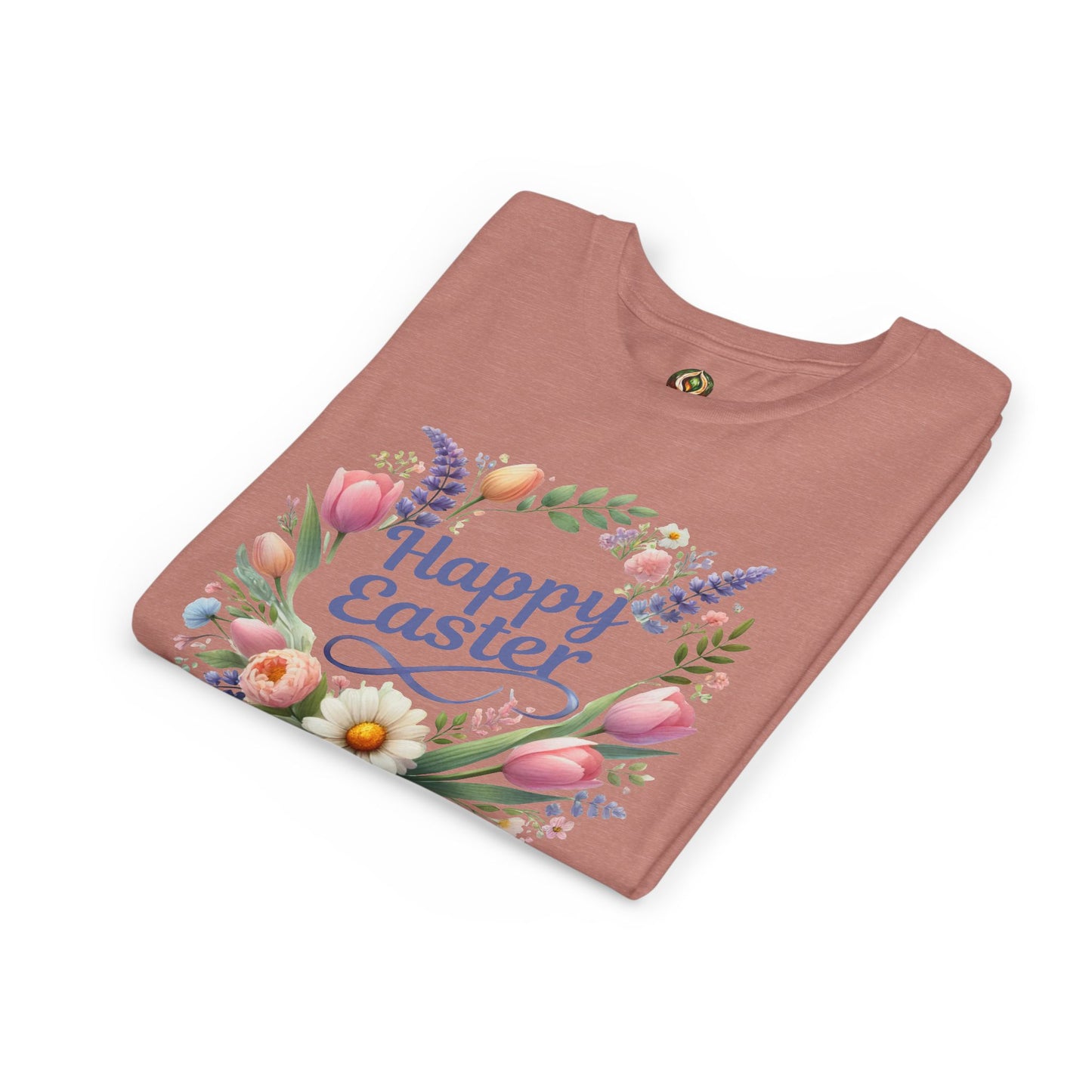 “Happy Easter” – Youth Floral Wreath Tee 🌼👕