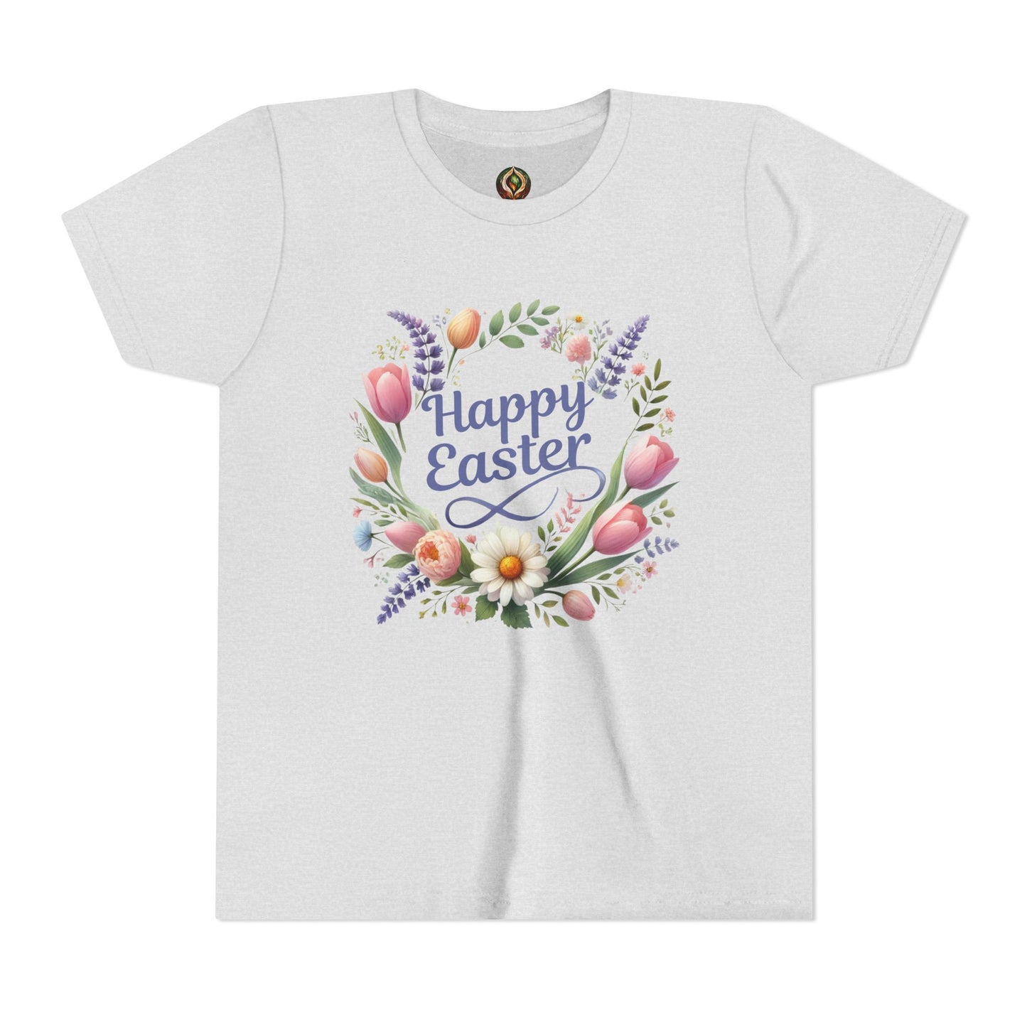 “Happy Easter” – Youth Floral Wreath Tee 🌼👕
