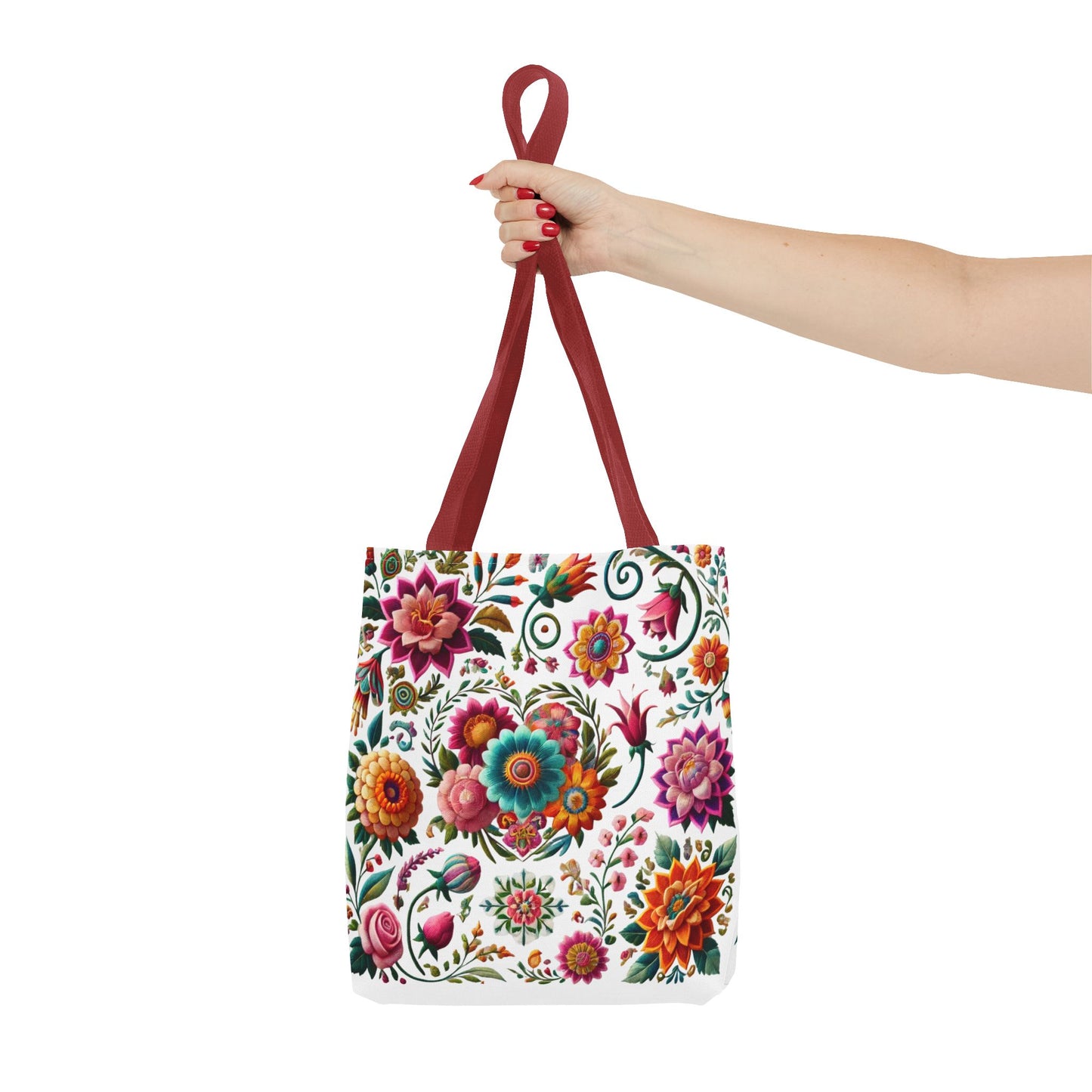 Vibrant Blooms Floral Embroidered-Style Tote Bag ๐ธ ๐ฟ