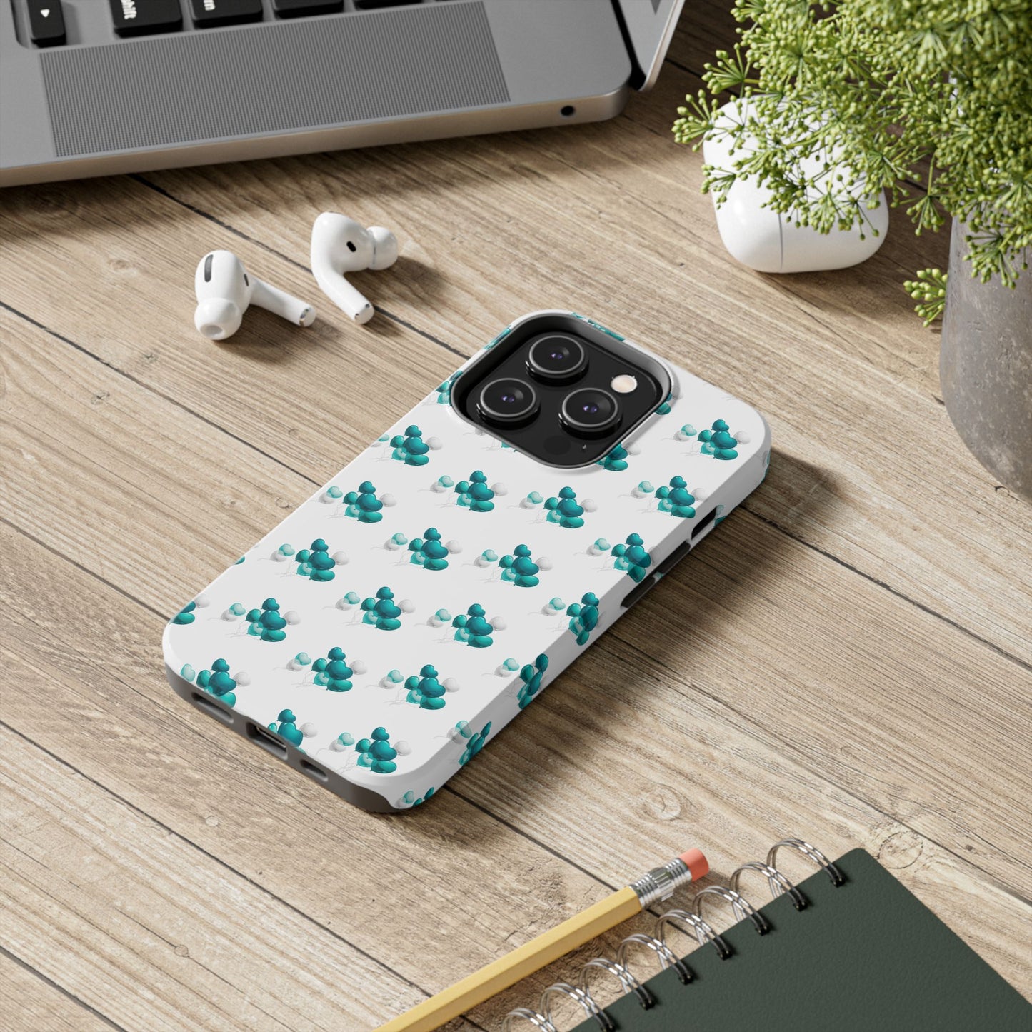 "Teal Heart Balloons" Tough Phone Case