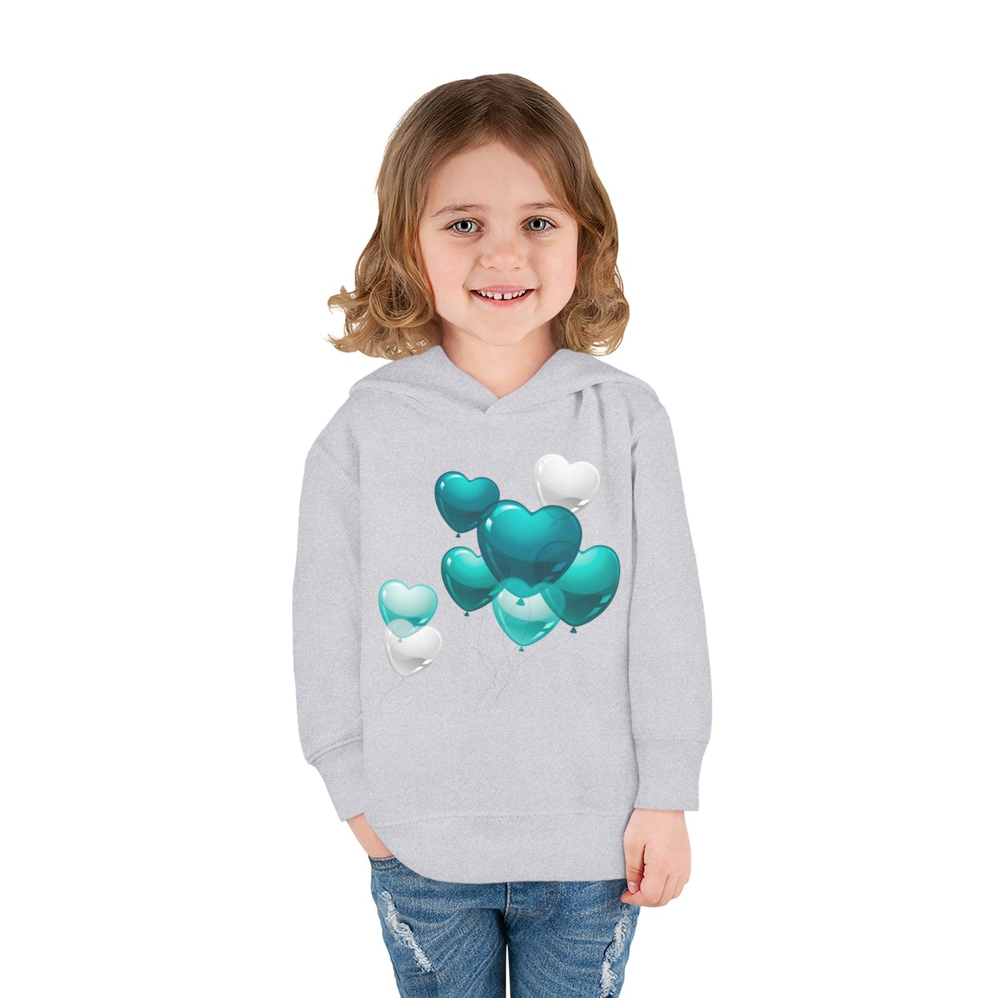 "Heartful Teal Balloons" Toddler Hoodie