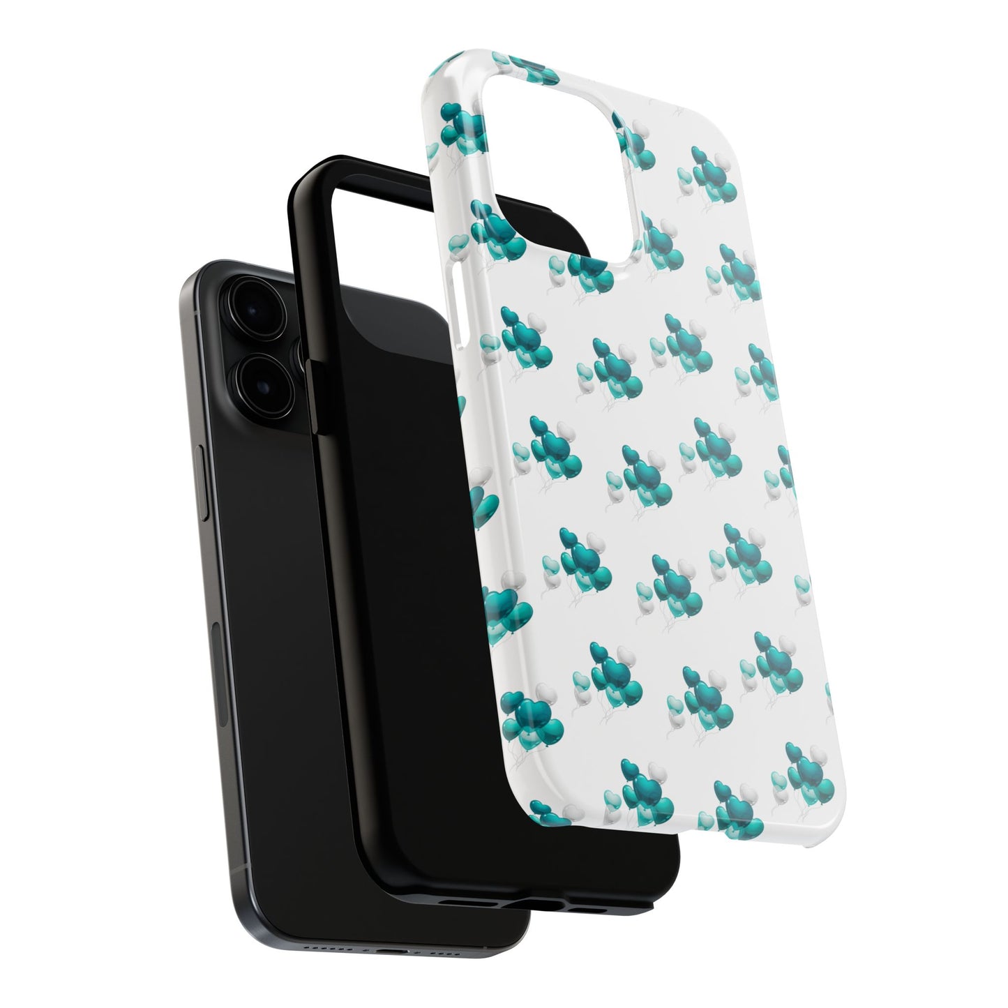 "Teal Heart Balloons" Tough Phone Case