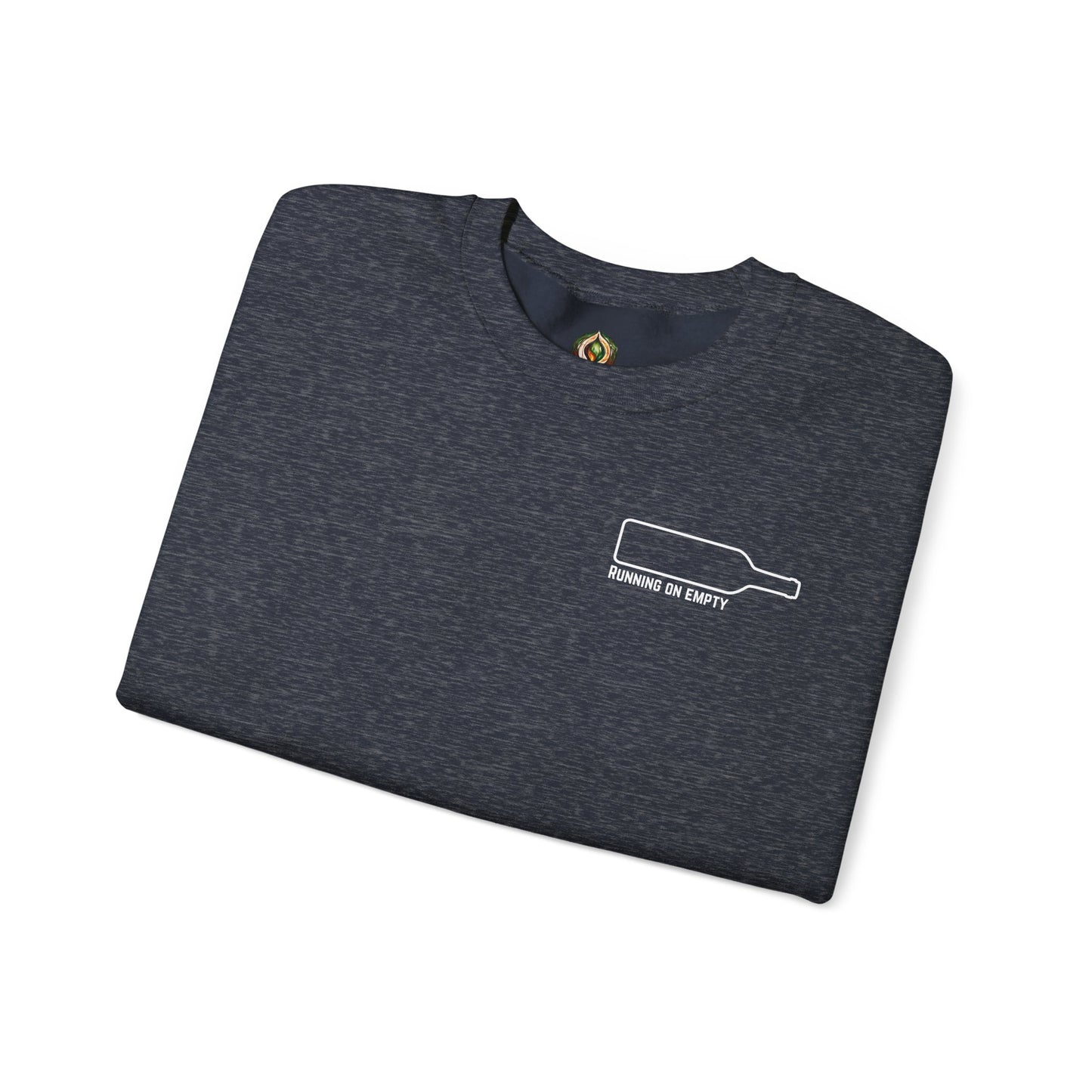 "Running on Empty" Unisex Crewneck Sweatshirt (Dark Humor Edition)