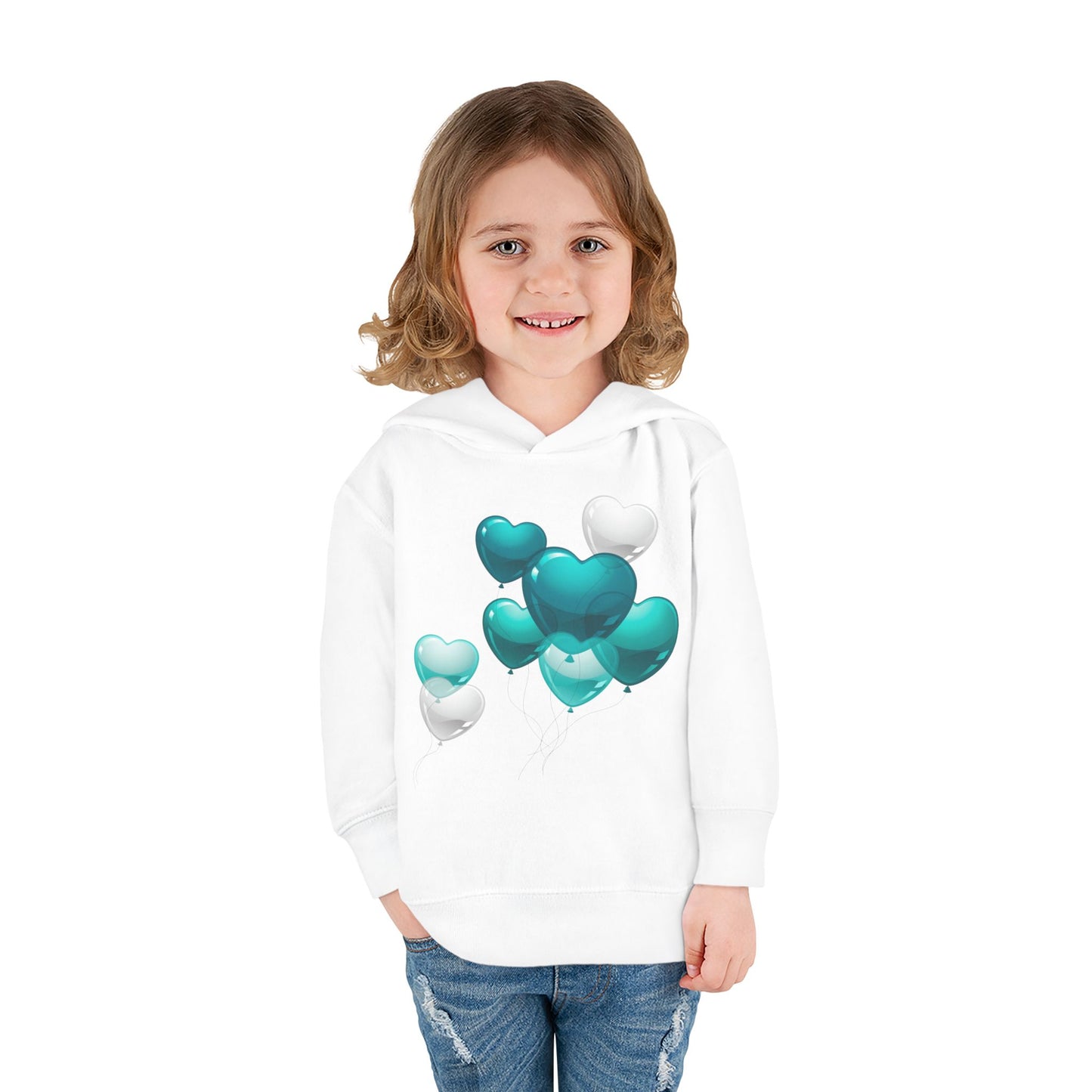 "Heartful Teal Balloons" Toddler Hoodie
