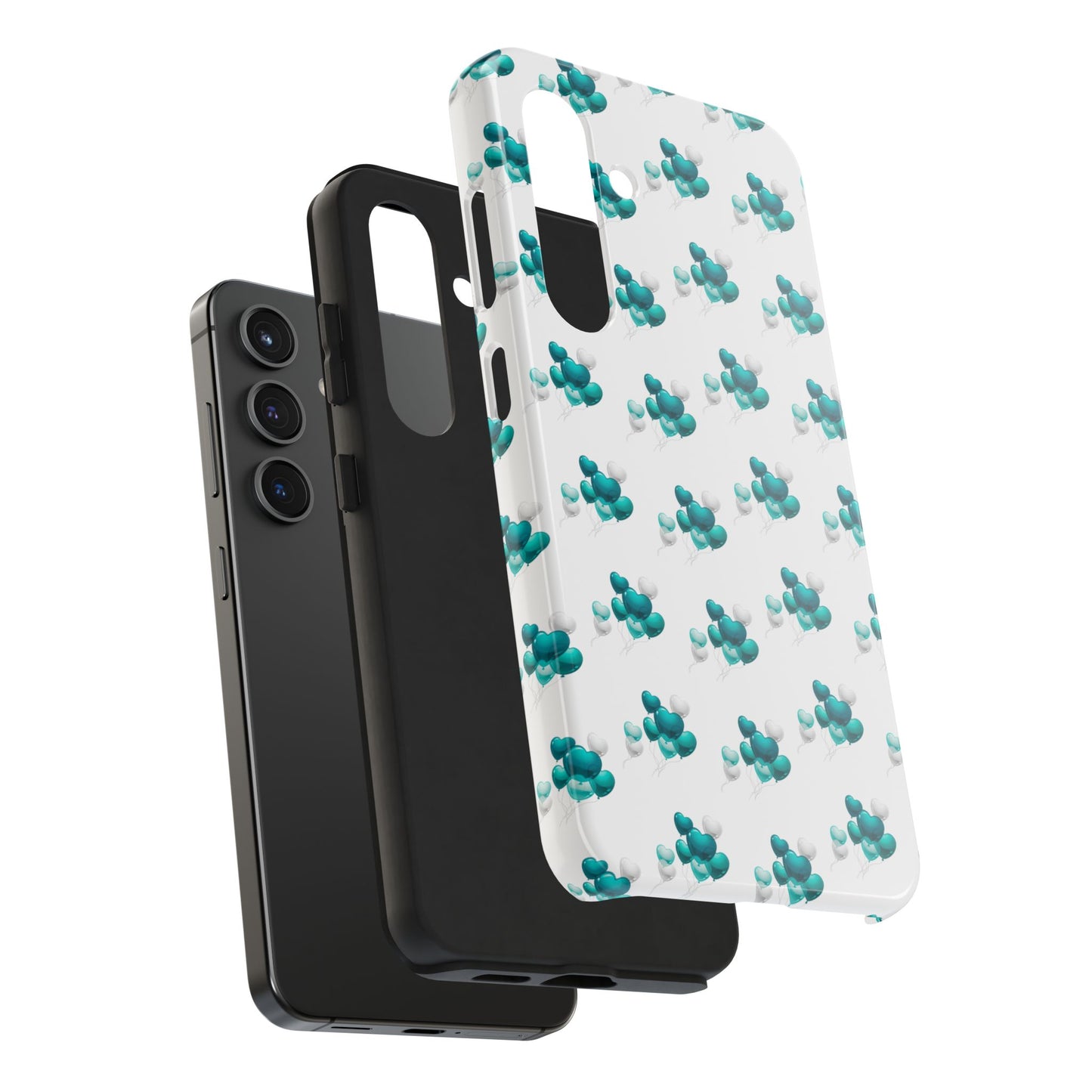 "Teal Heart Balloons" Tough Phone Case