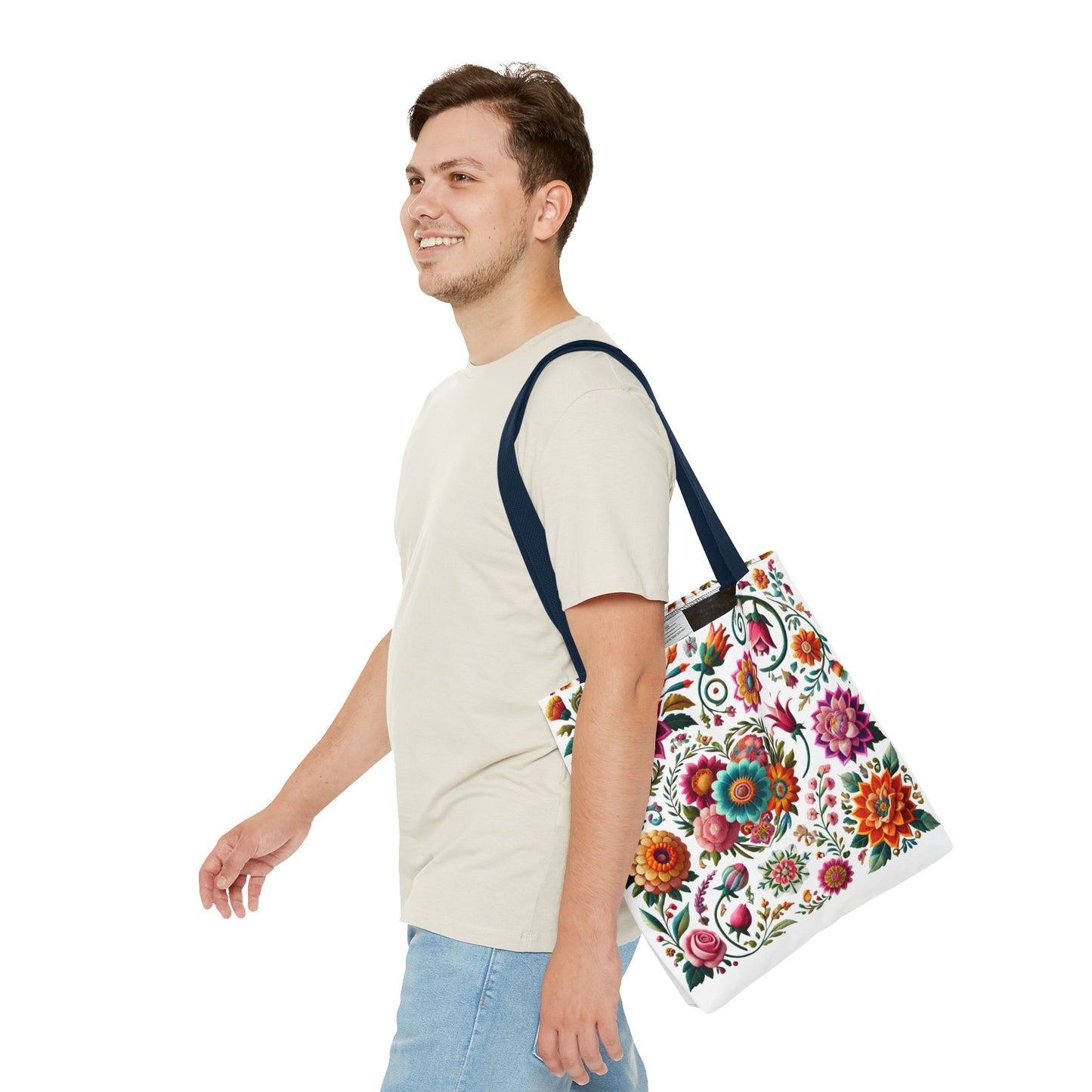 Vibrant Blooms Floral Embroidered-Style Tote Bag ๐ธ ๐ฟ