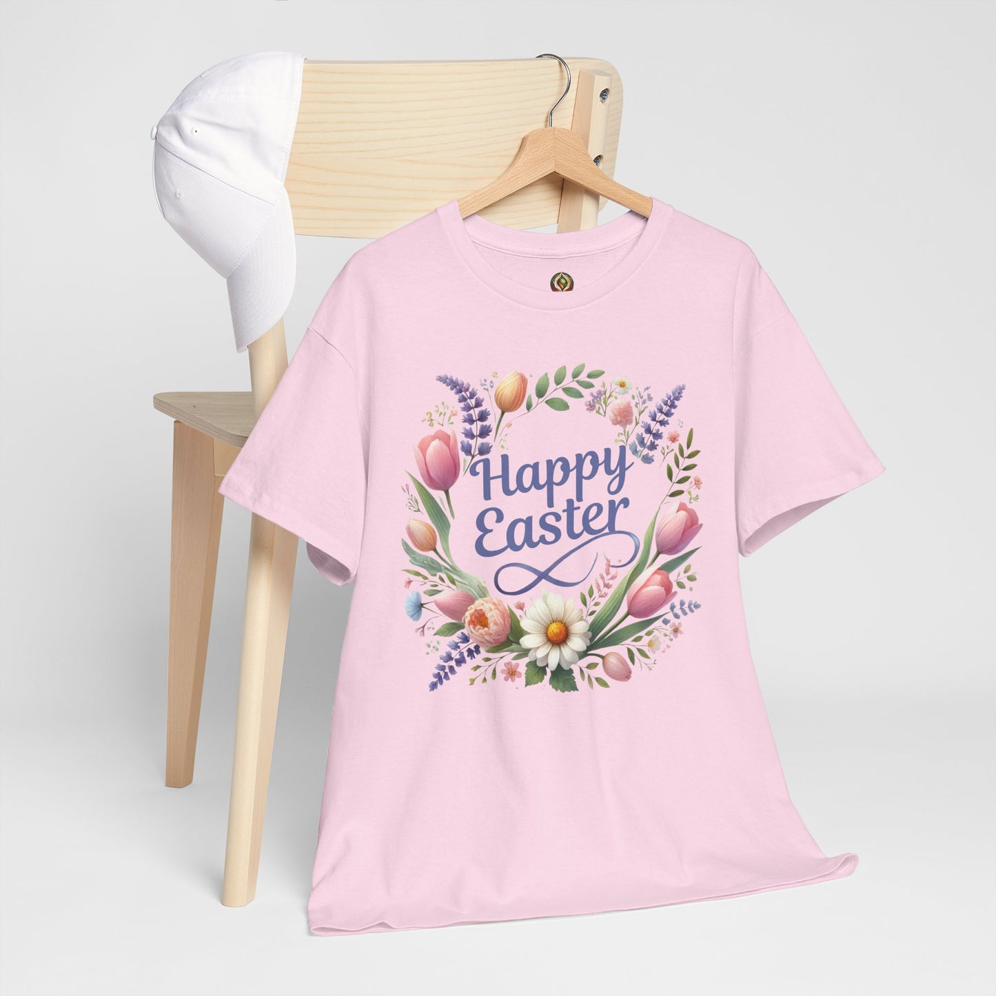 “Happy Easter” – Floral Wreath Unisex Tee 🌸🌿