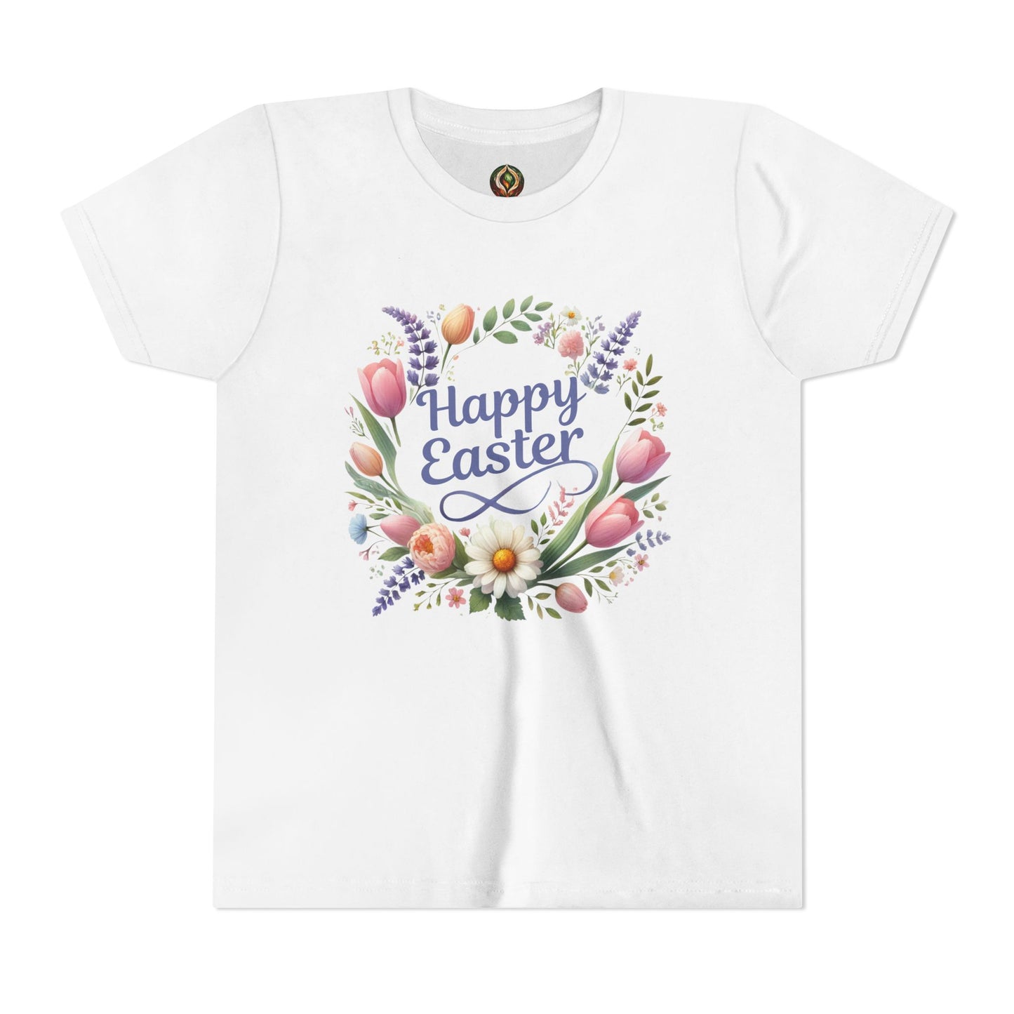 “Happy Easter” – Youth Floral Wreath Tee 🌼👕