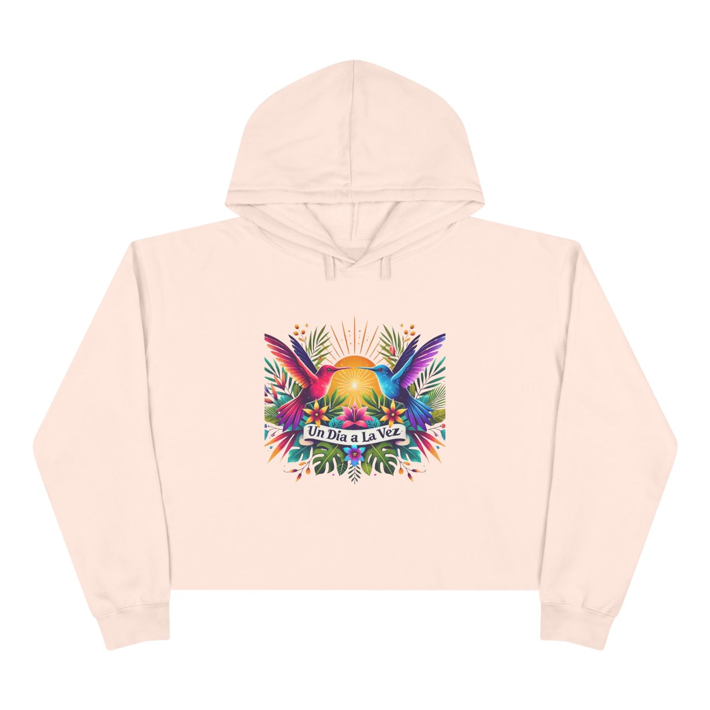 "Un Día a La Vez" Tropical Sunrise Cropped Hoodie