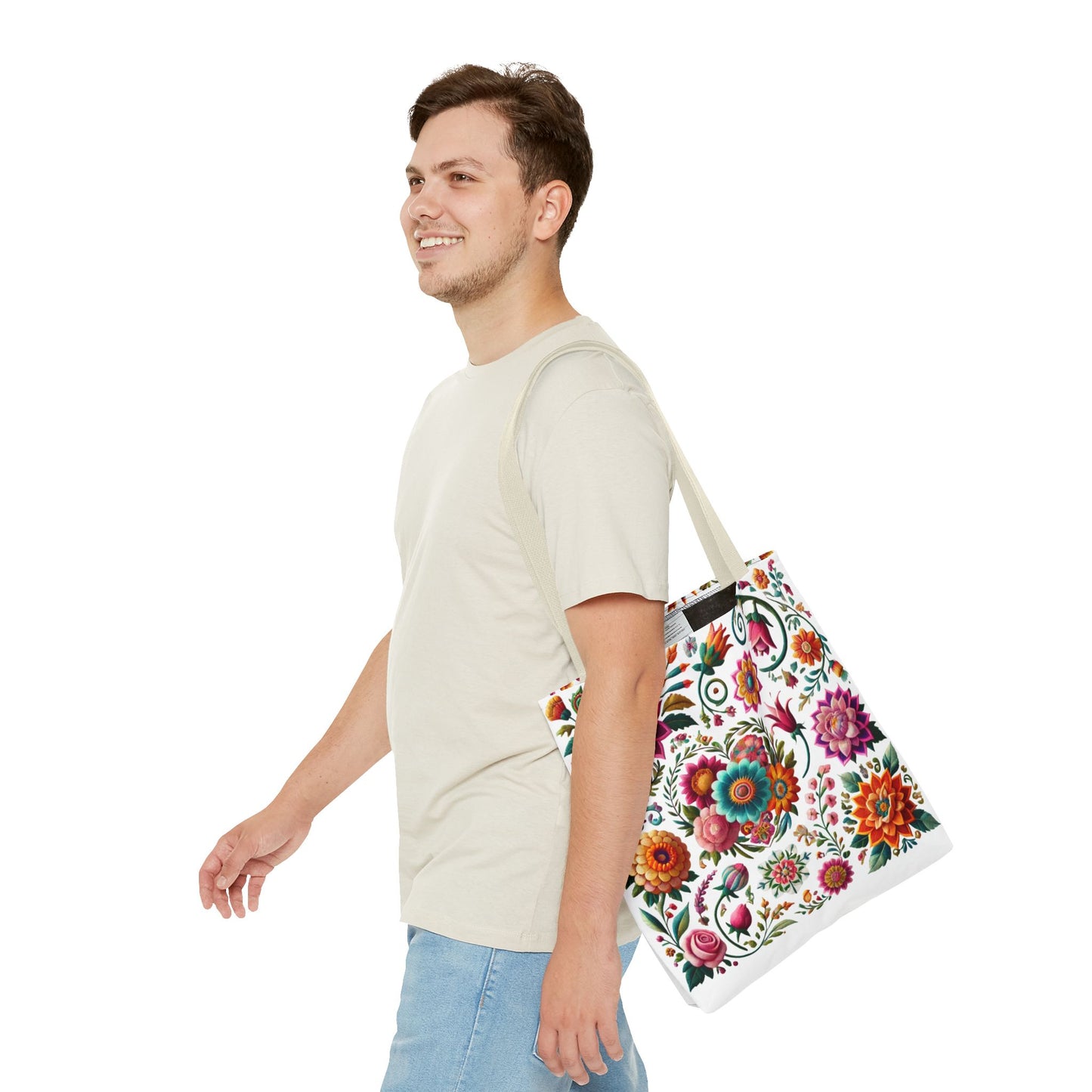 Vibrant Blooms Floral Embroidered-Style Tote Bag ๐ธ ๐ฟ