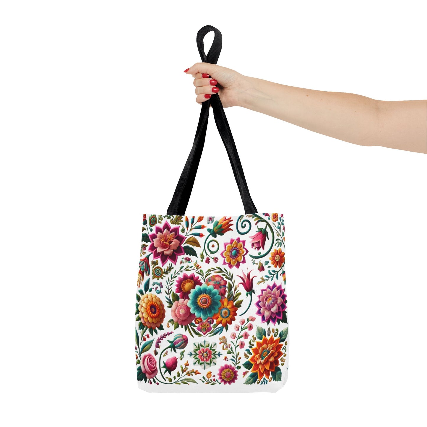 Vibrant Blooms Floral Embroidered-Style Tote Bag ๐ธ ๐ฟ