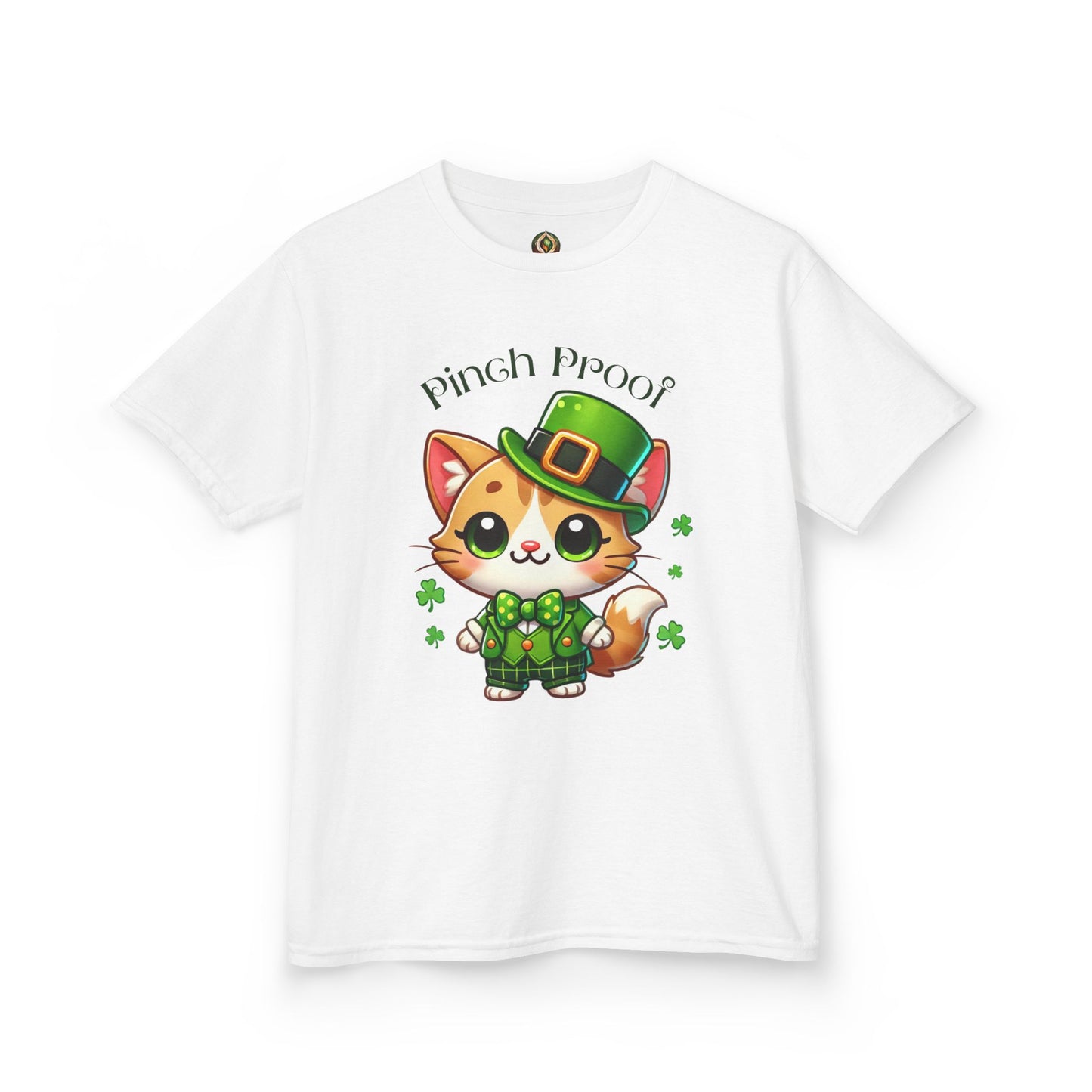 Pinch Proof Youth Heavy Cotton Tee – St. Patrick’s Day Lucky Cat 🍀😺