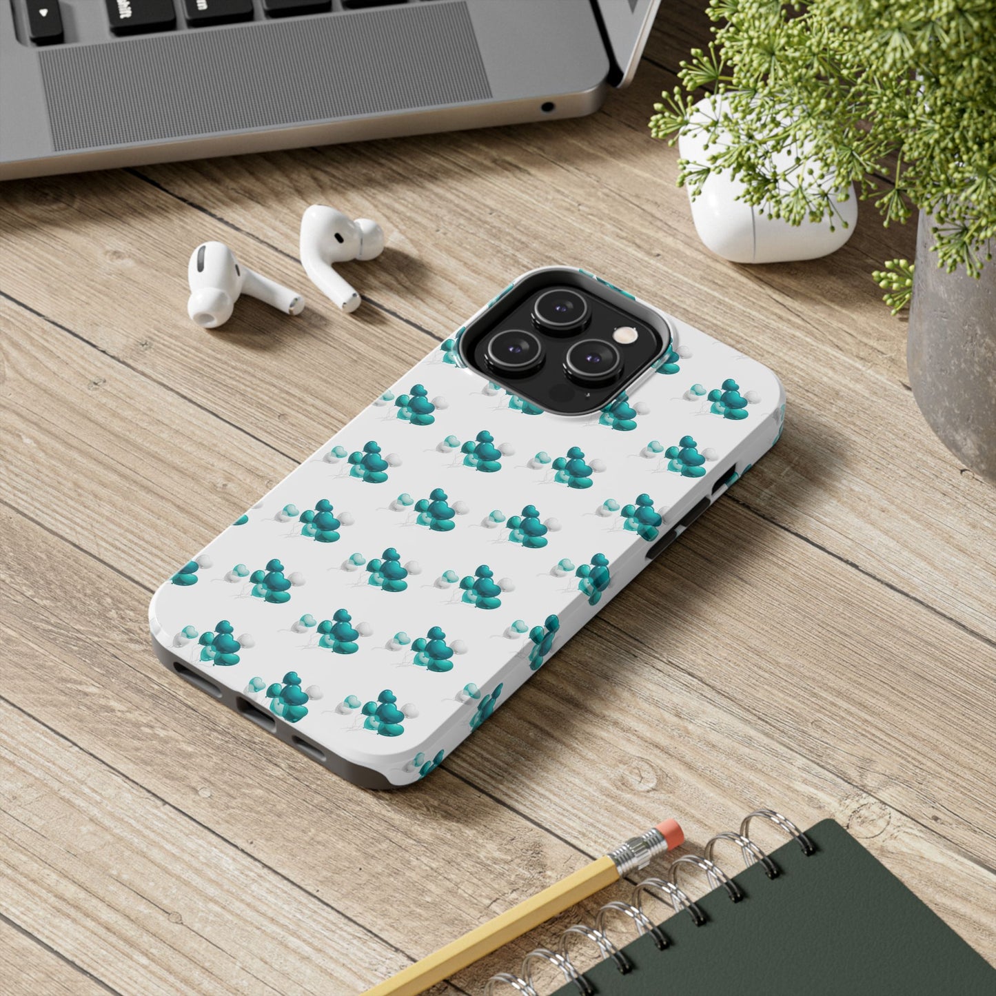 "Teal Heart Balloons" Tough Phone Case