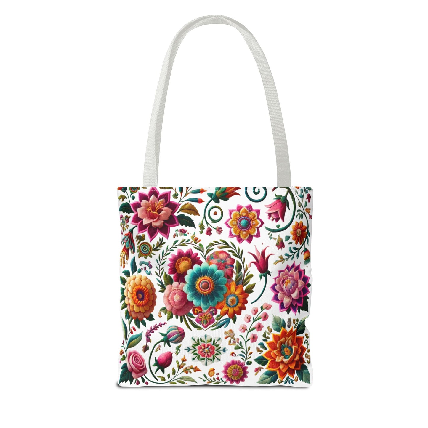 Vibrant Blooms Floral Embroidered-Style Tote Bag ๐ธ ๐ฟ