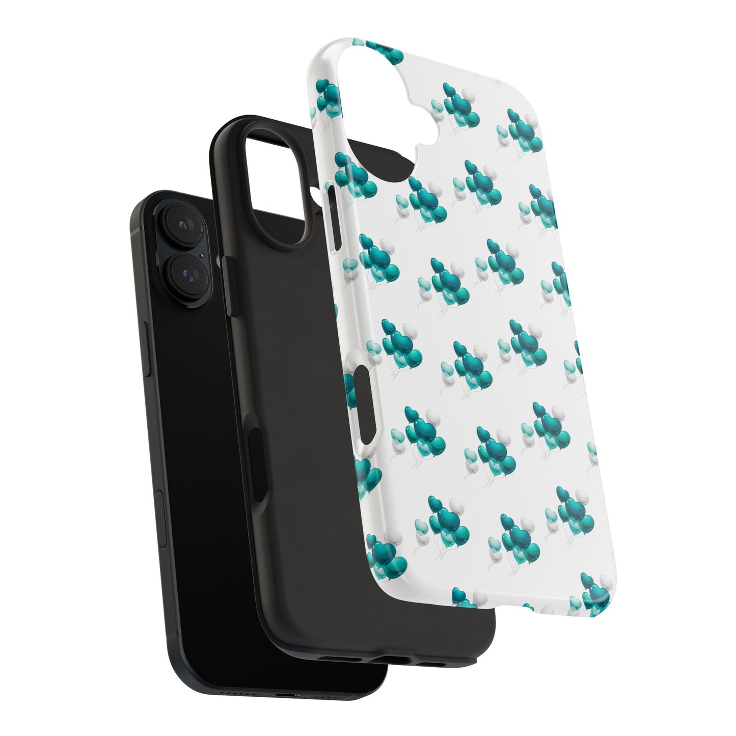 "Teal Heart Balloons" Tough Phone Case